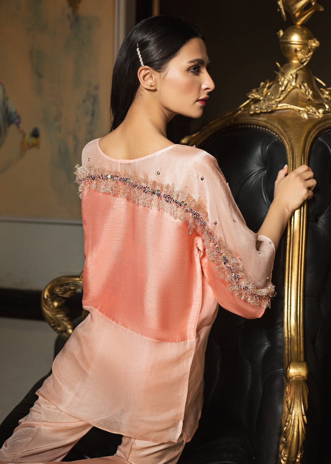Hana | Serendipity Ready to Wear | Peach Ripple - House Of Hania