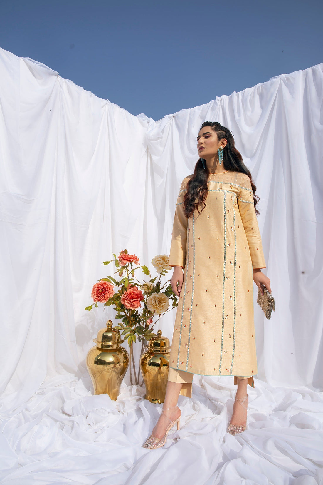 Hana | Viridity Ready to Wear | Marigold -VRT-008 - House Of Hania