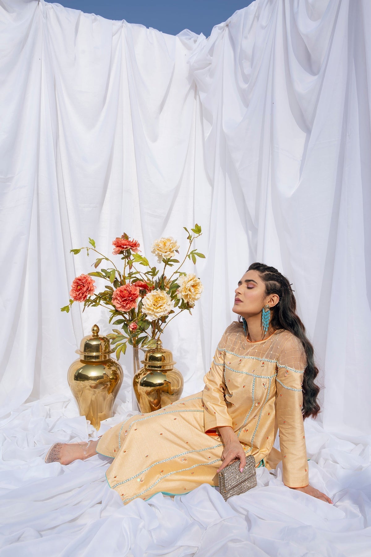 Hana | Viridity Ready to Wear | Marigold -VRT-008 - House Of Hania