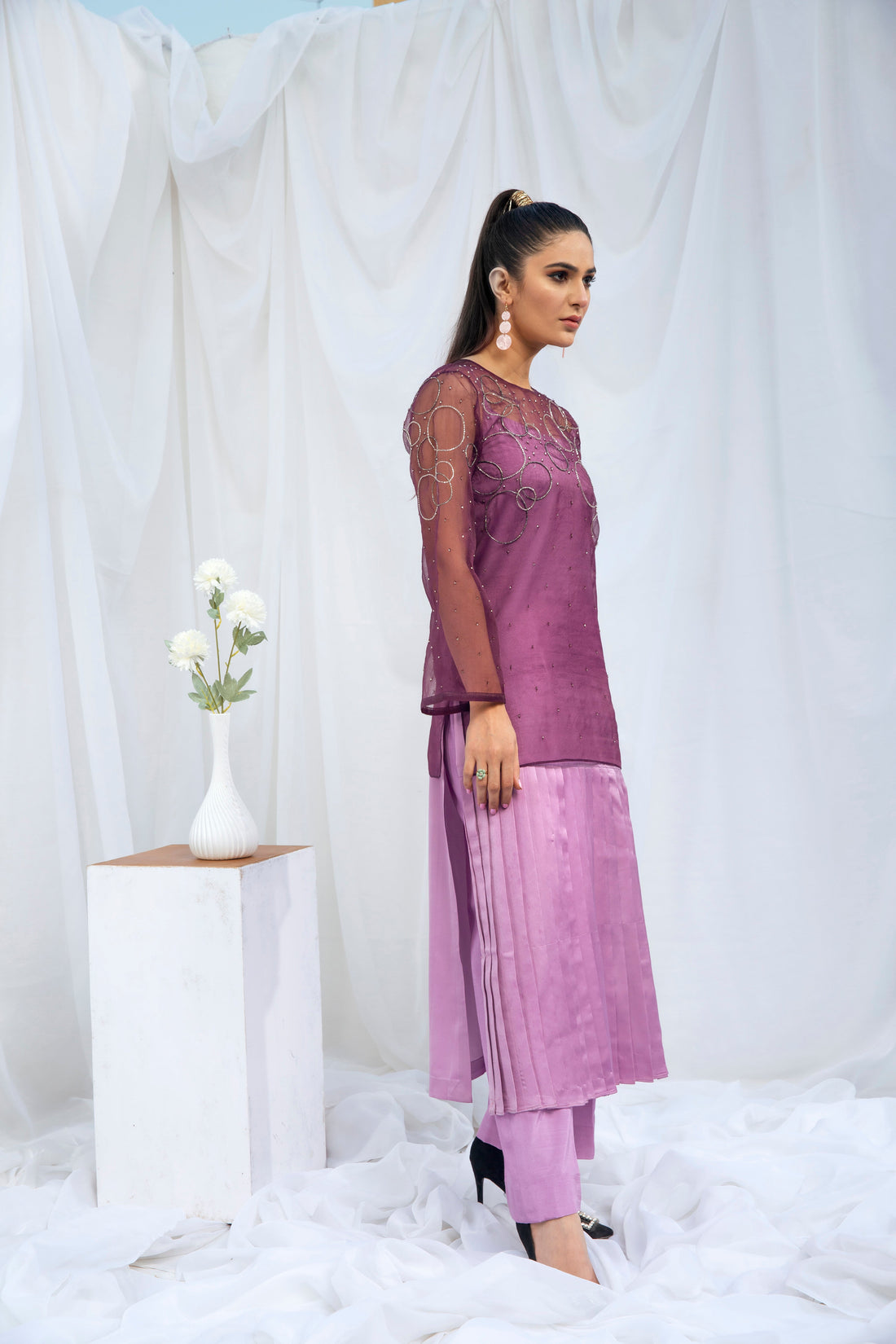 Hana | Viridity Ready to Wear | Peri-Winkle -VRT-010 - House Of Hania