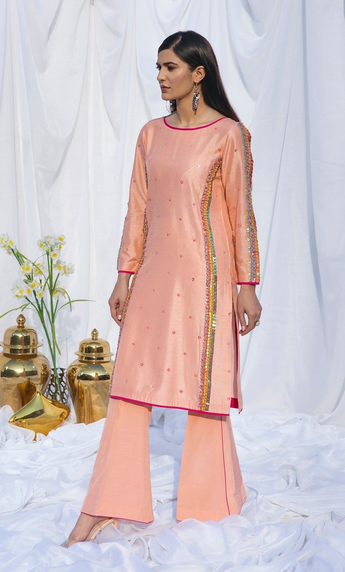Hana | Viridity Ready to Wear | SALMON-VRT-001 - House Of Hania