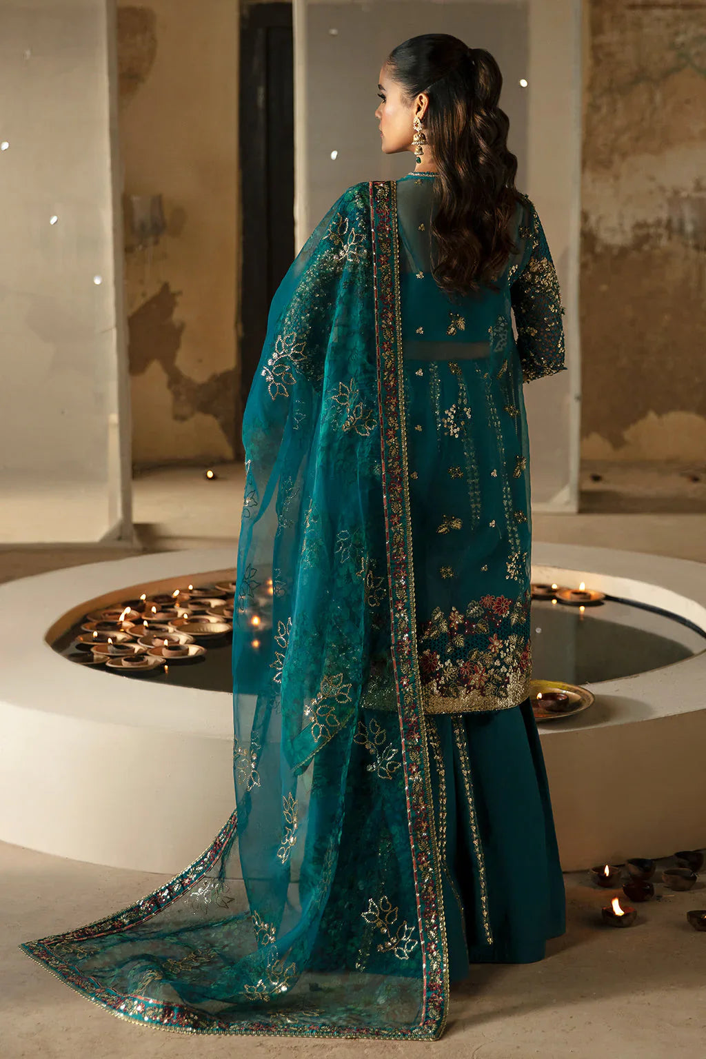 Hayat by Afrozeh Embroidered Organza 3Pc Suit AFH-24-09 MEERUB - House Of Hania