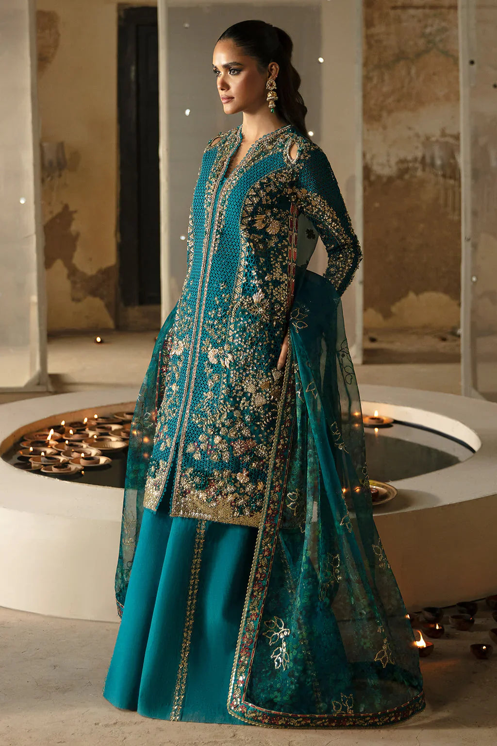 Hayat by Afrozeh Embroidered Organza 3Pc Suit AFH-24-09 MEERUB - House Of Hania