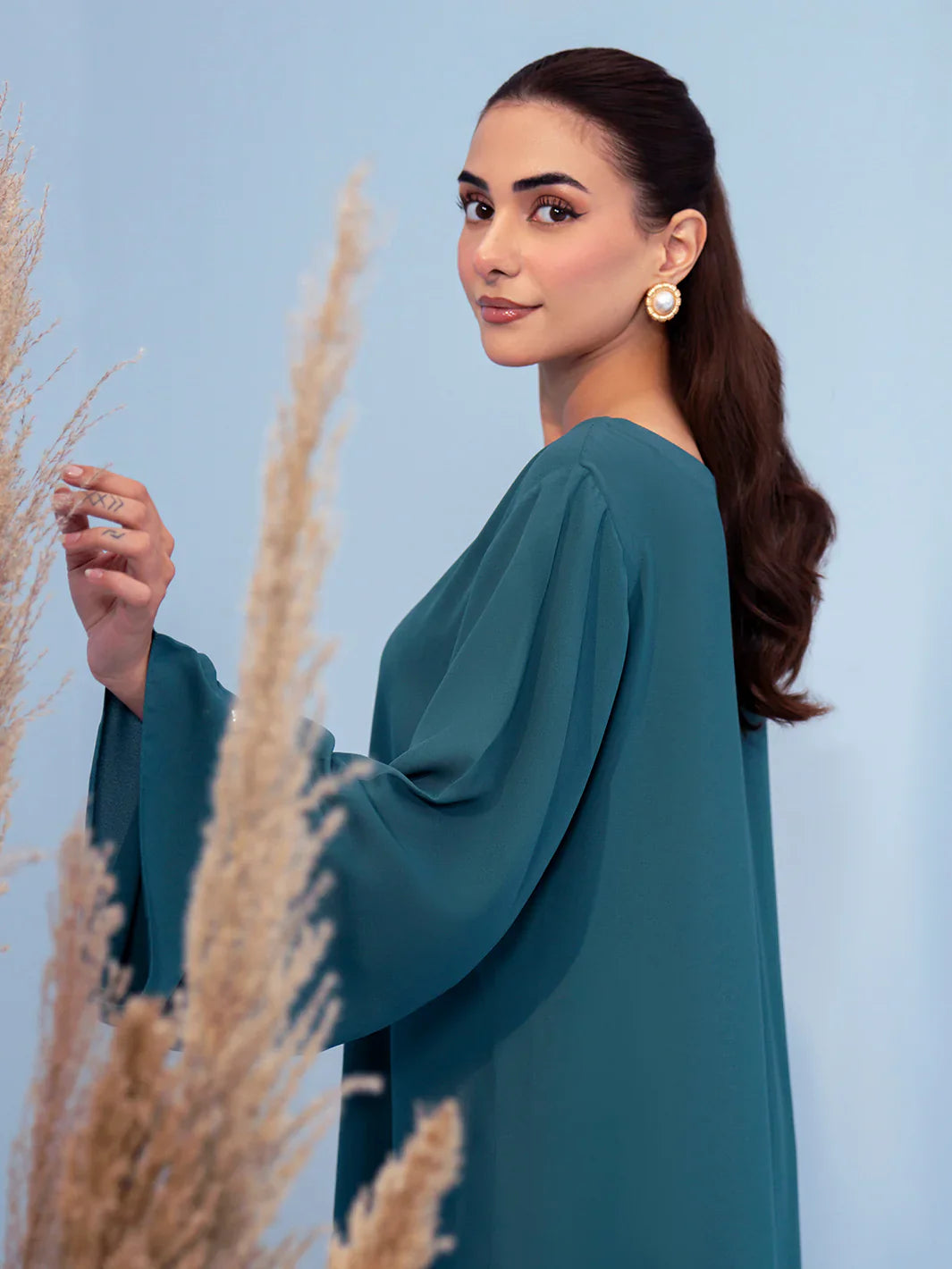 Hemstitch | Georgette Affair | Persian Blue - House Of Hania