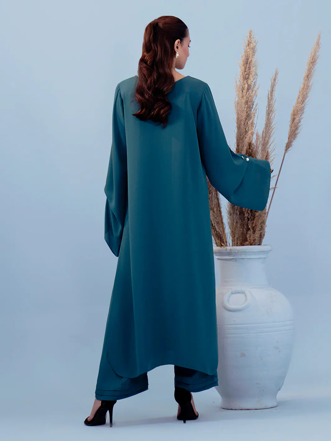 Hemstitch | Georgette Affair | Persian Blue - House Of Hania