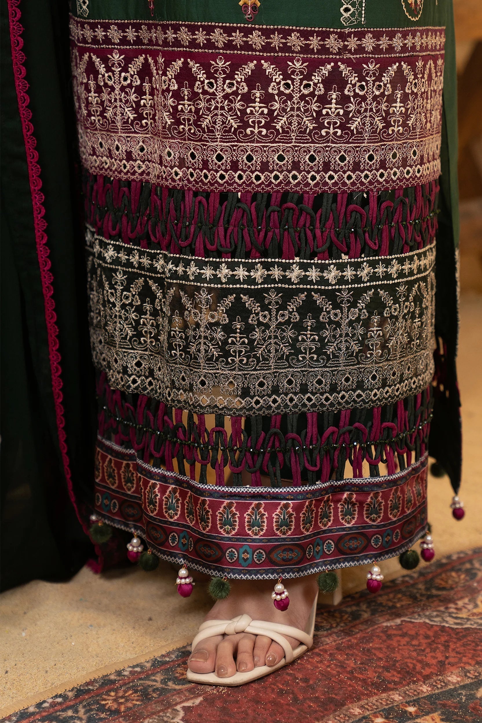 Hemstitch | Summer Luxury Lawn 24 | Bottle Green - House Of Hania