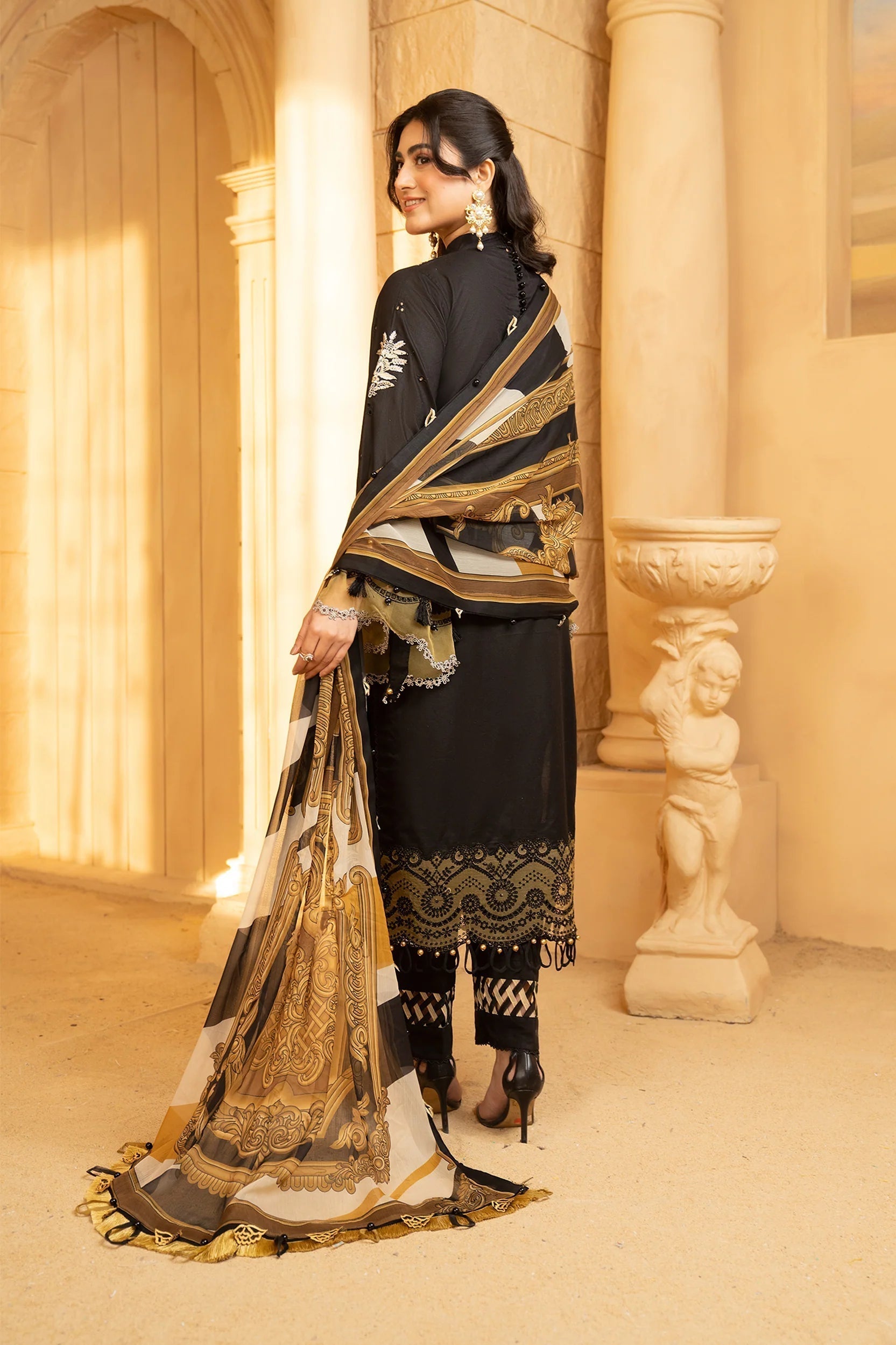 Hemstitch | Summer Luxury Lawn 24 | Cocoa - House Of Hania