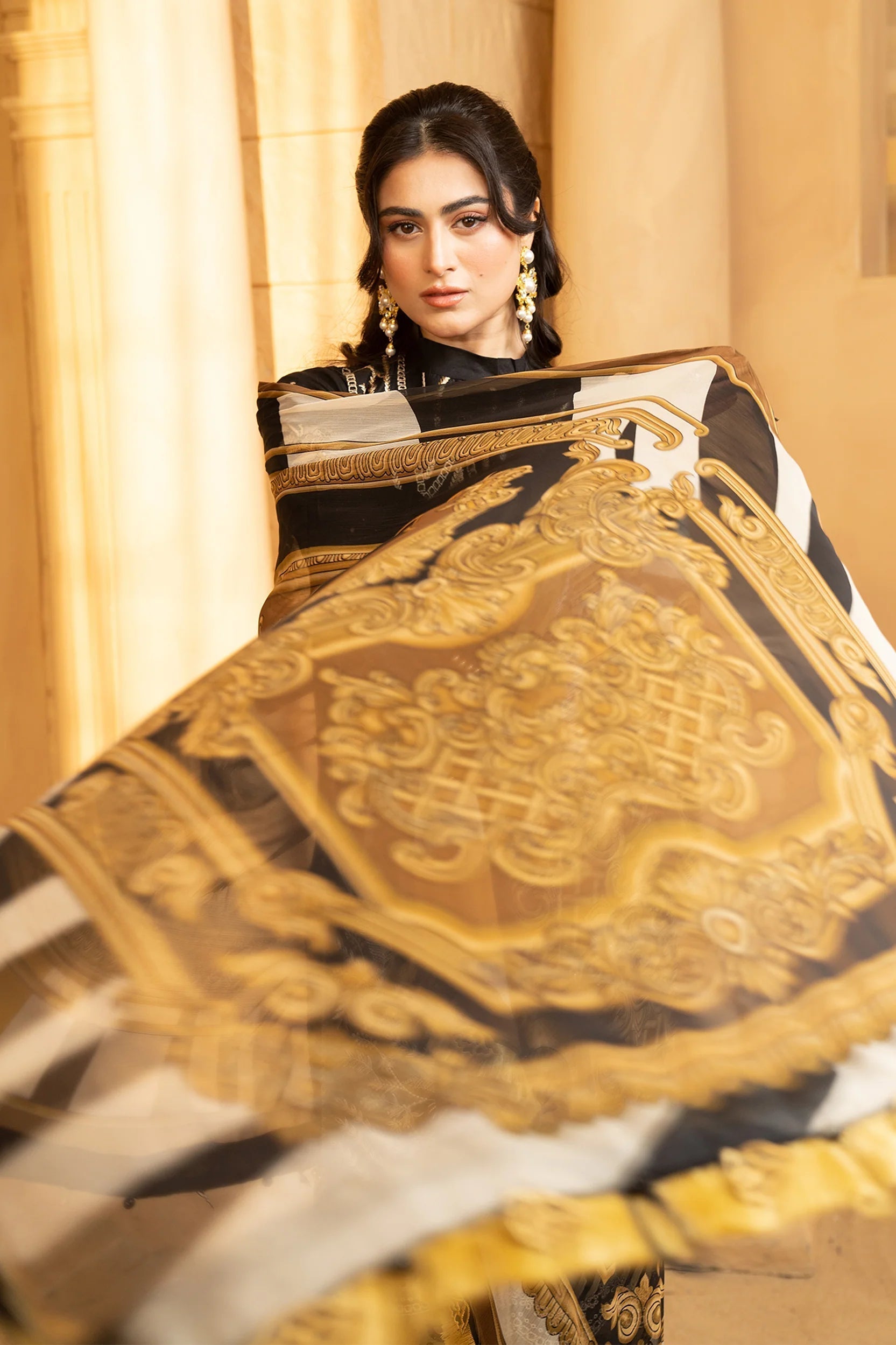 Hemstitch | Summer Luxury Lawn 24 | Cocoa - House Of Hania