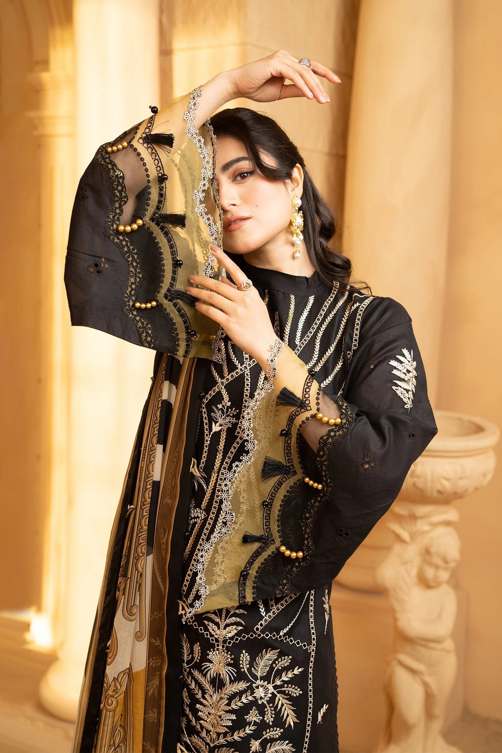 Hemstitch | Summer Luxury Lawn 24 | Cocoa - House Of Hania