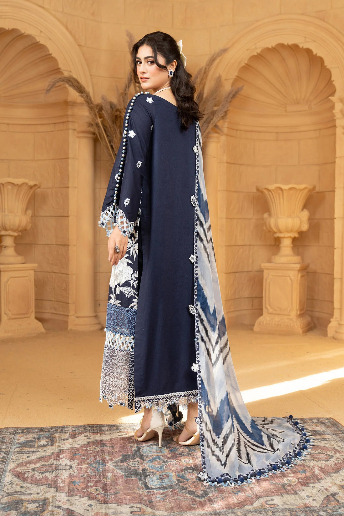 Hemstitch | Summer Luxury Lawn 24 | Ice Blue - House Of Hania