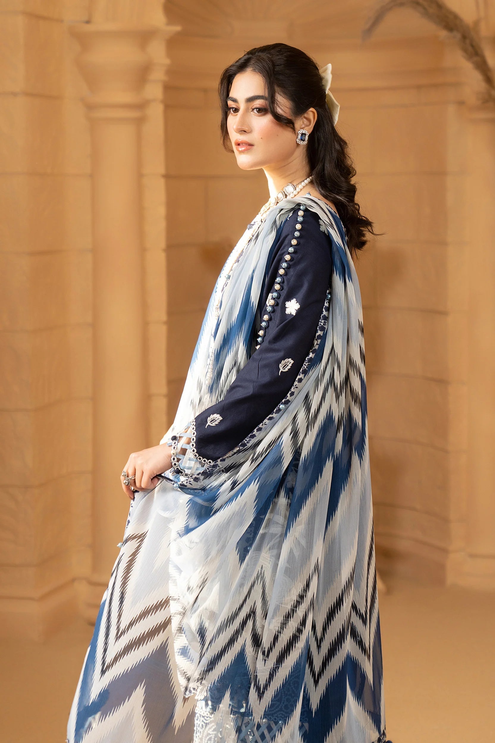 Hemstitch | Summer Luxury Lawn 24 | Ice Blue - House Of Hania