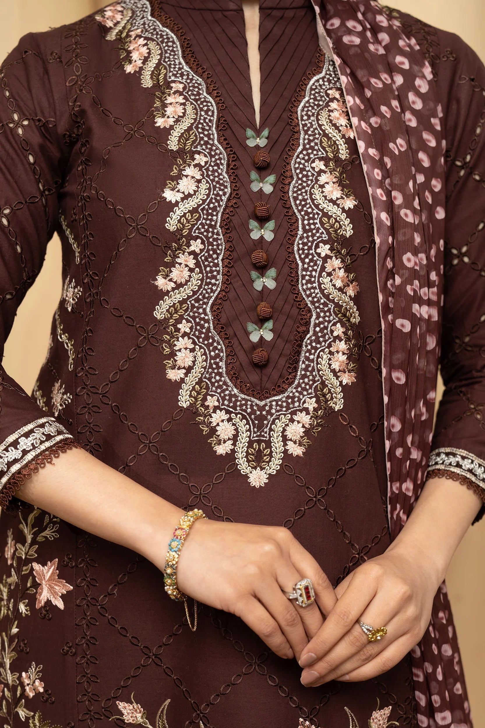 Hemstitch | Summer Luxury Lawn 24 | Mulberry - House Of Hania