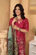 Hemstitch | Summer Luxury Lawn 24 | Scarlet Red - House Of Hania