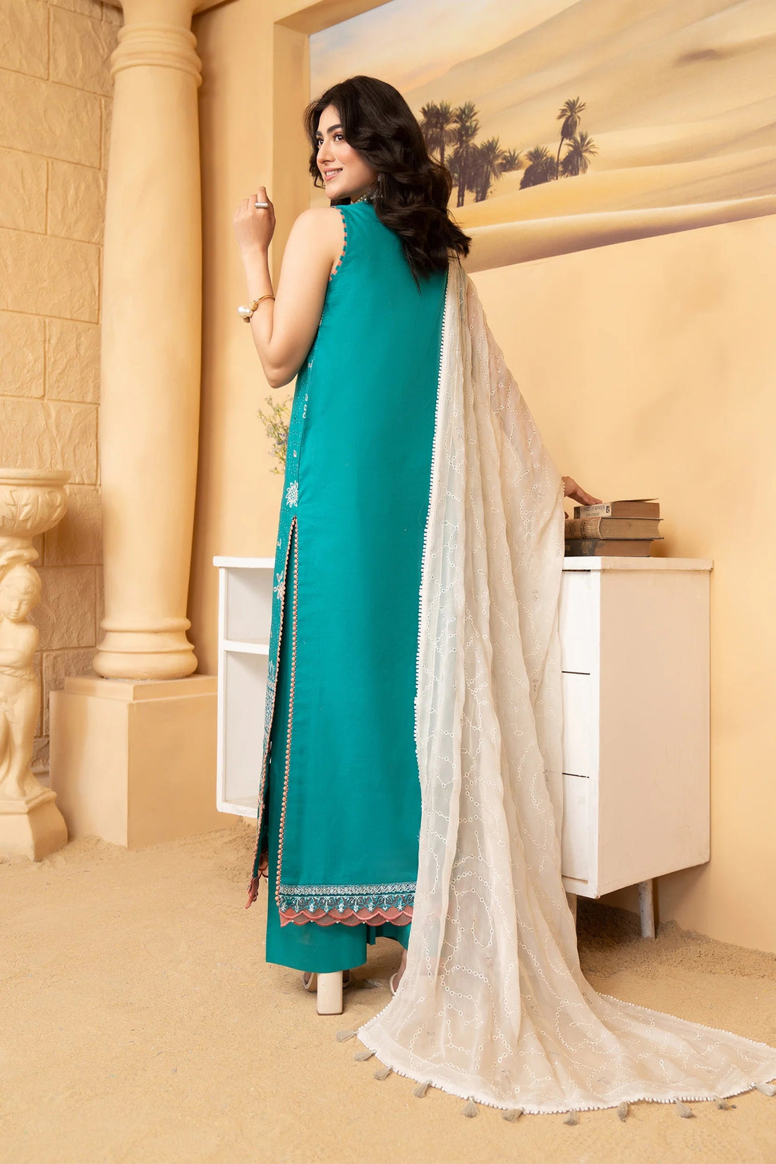 Hemstitch | Summer Luxury Lawn 24 | Turquoise - House Of Hania