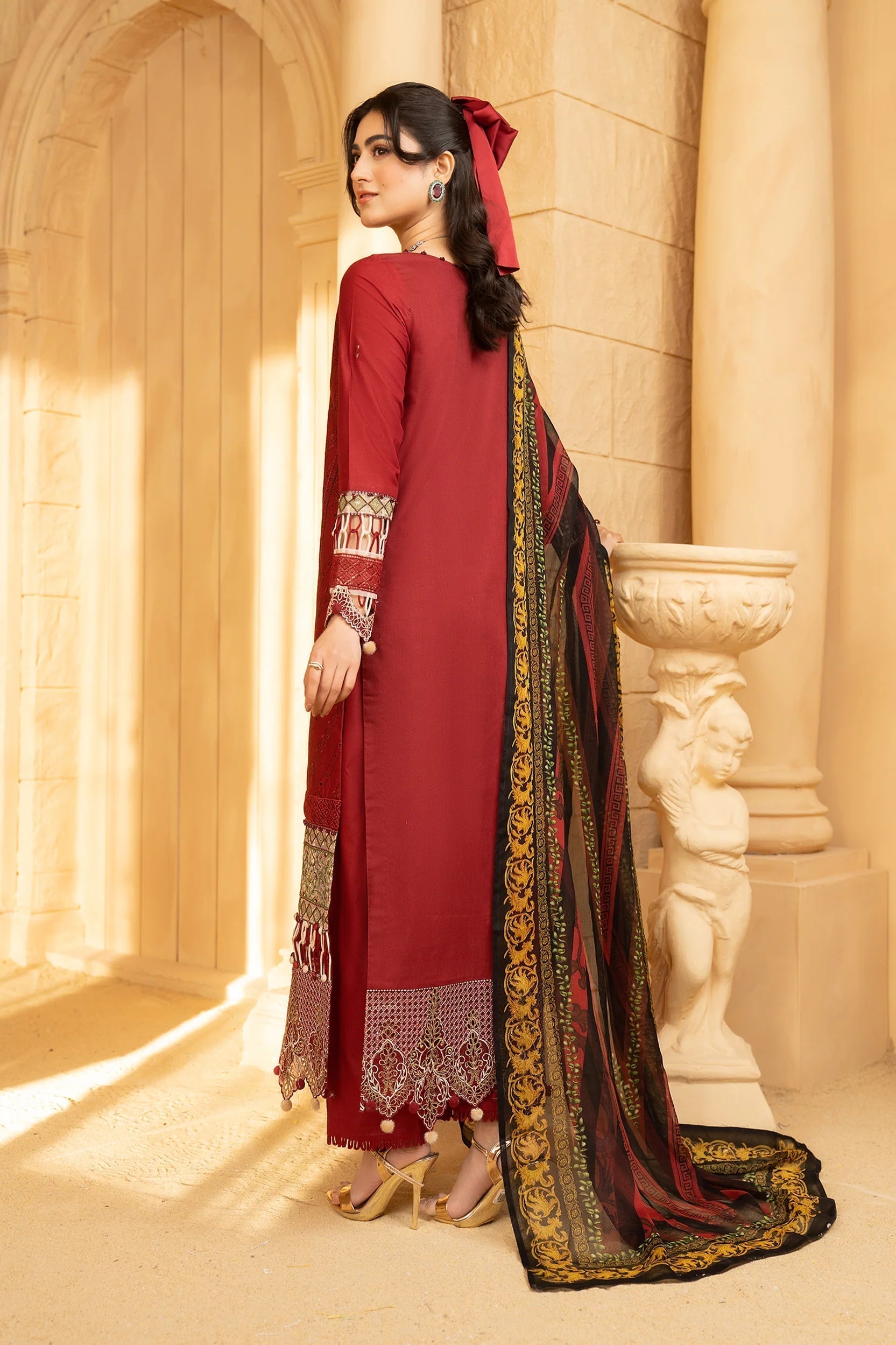 Hemstitch | Summer Luxury Lawn 24 | cherry - House Of Hania