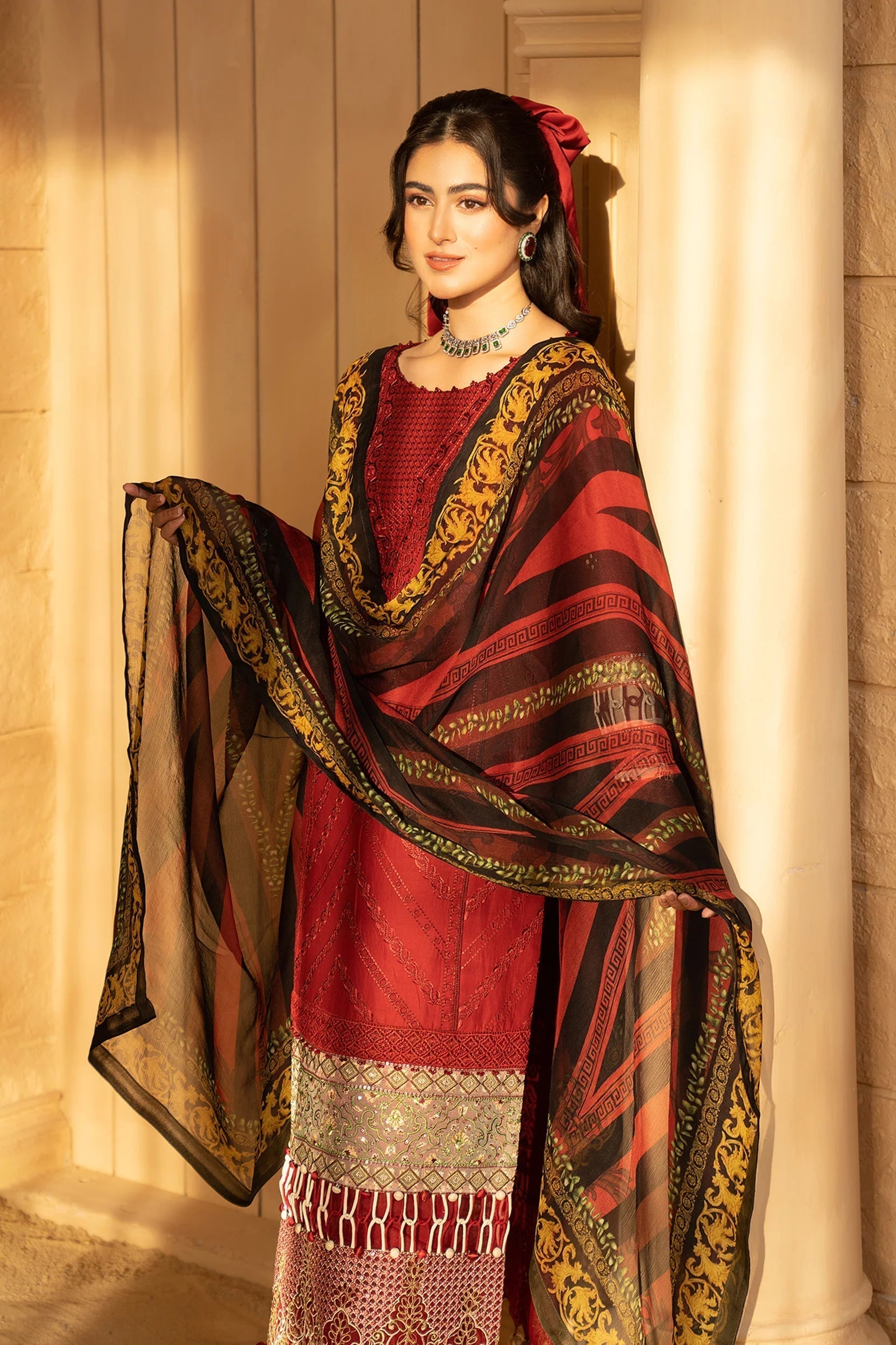 Hemstitch | Summer Luxury Lawn 24 | cherry - House Of Hania