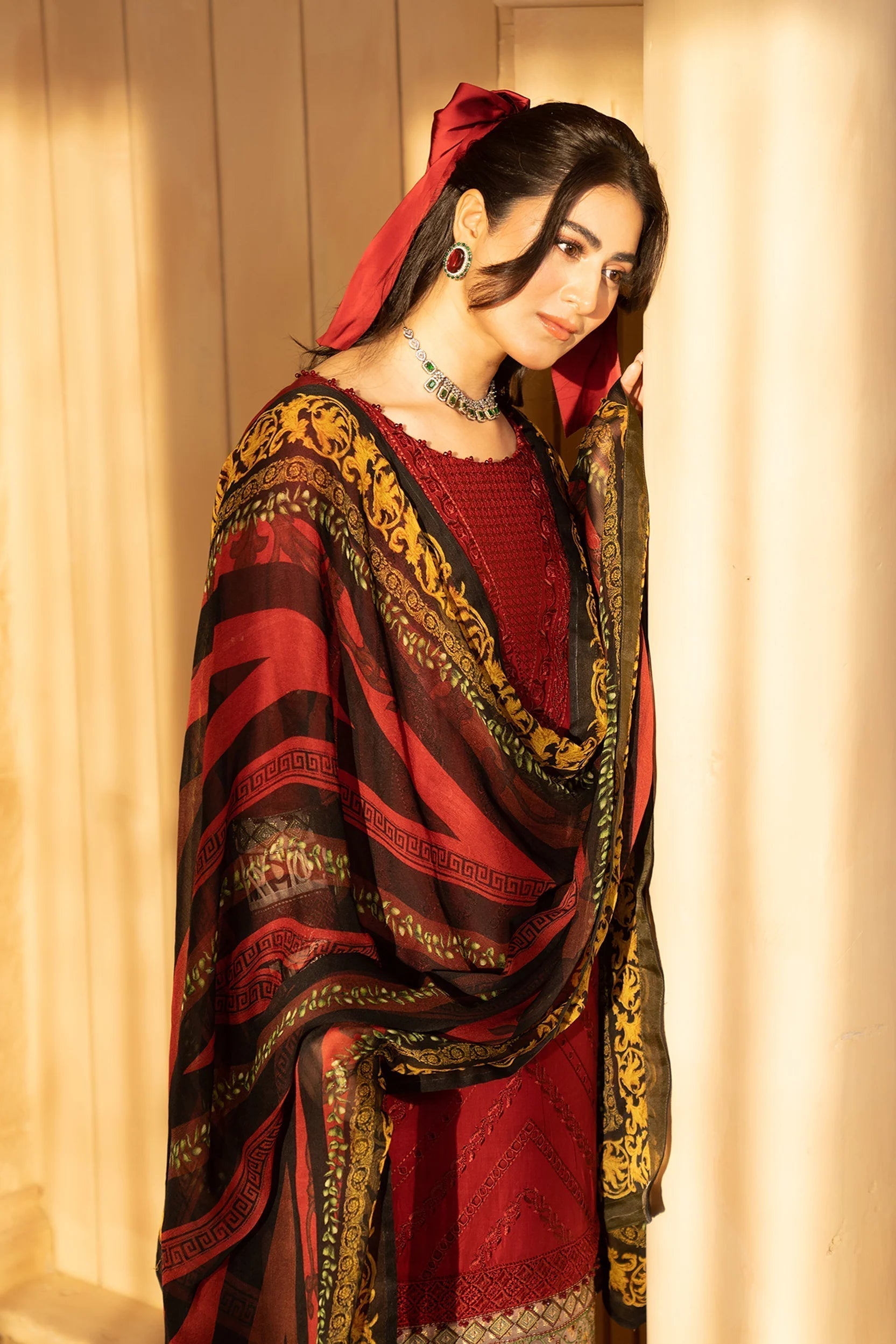 Hemstitch | Summer Luxury Lawn 24 | cherry - House Of Hania