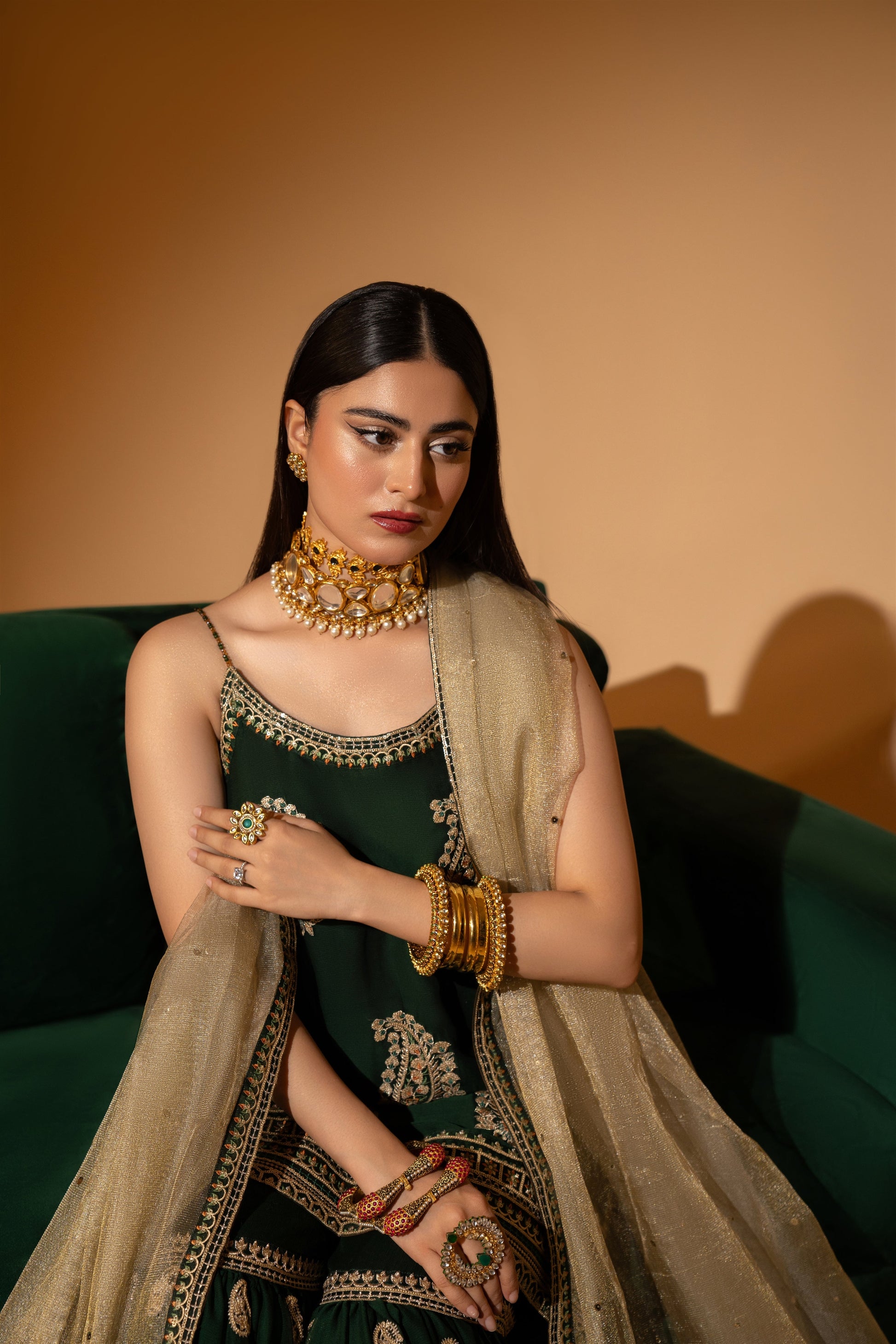 Hemstitch Wedding Formal Chiffon 3Pc Suit WDU-03 Dhani - House Of Hania