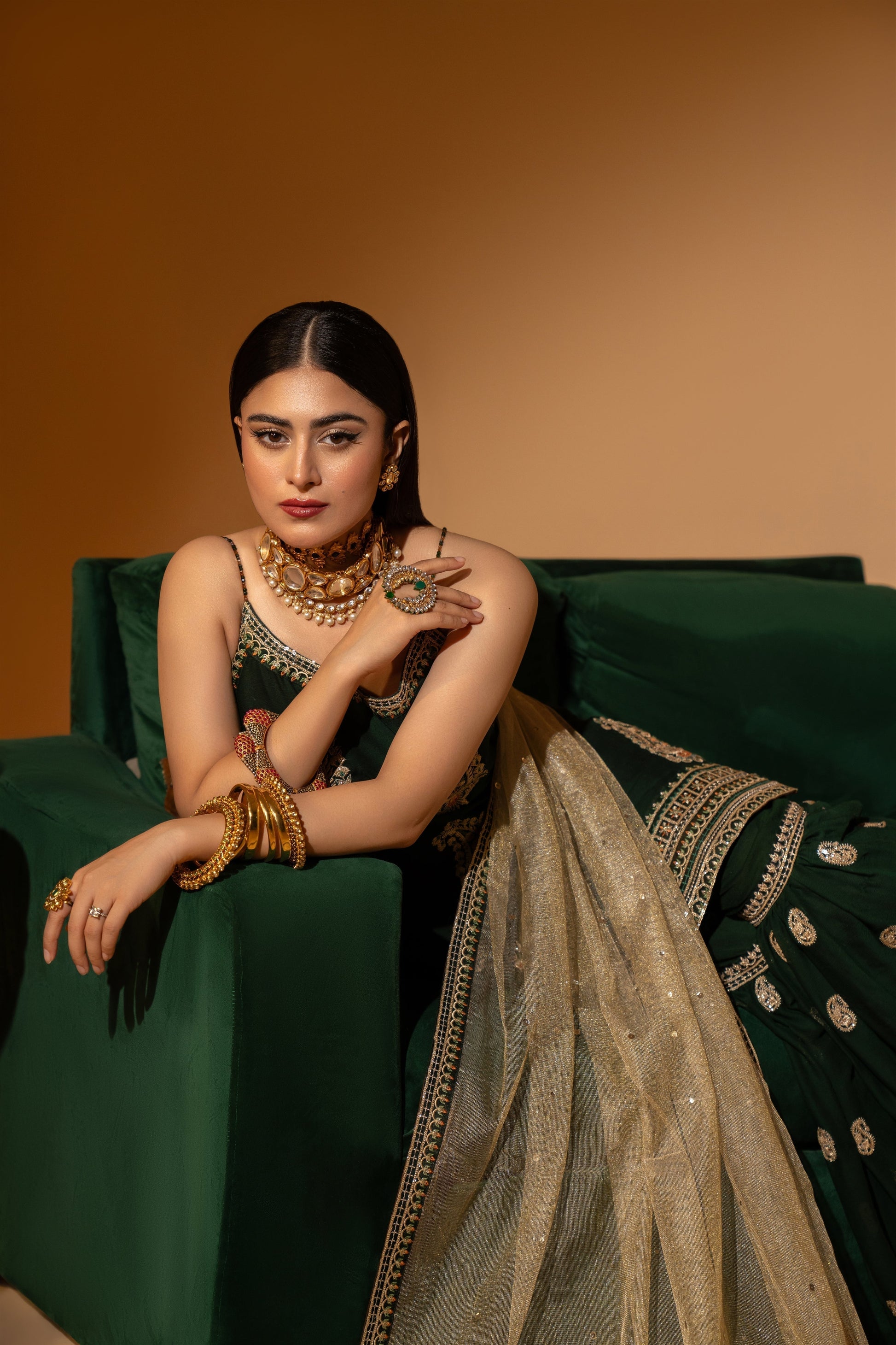 Hemstitch Wedding Formal Chiffon 3Pc Suit WDU-03 Dhani - House Of Hania