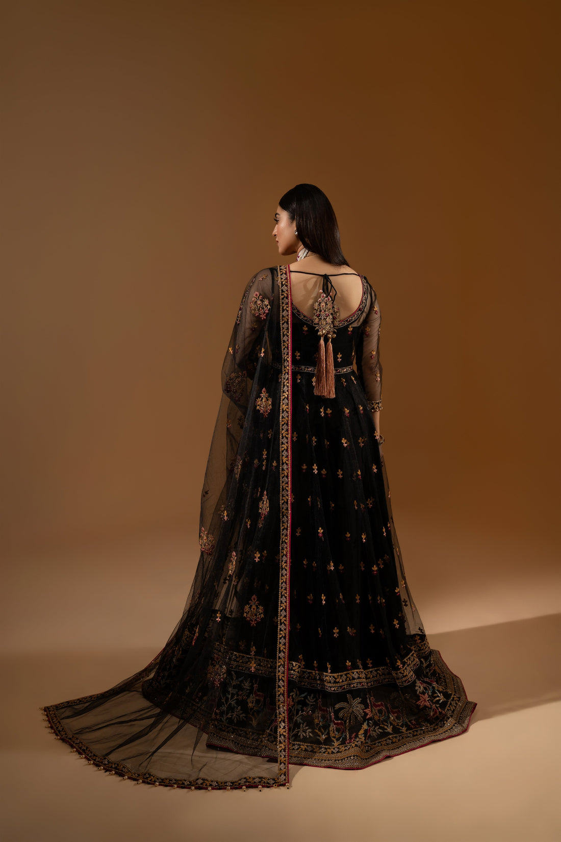 Hemstitch Wedding Formal Net 3Pc Suit WDU-02 Roshna - House Of Hania