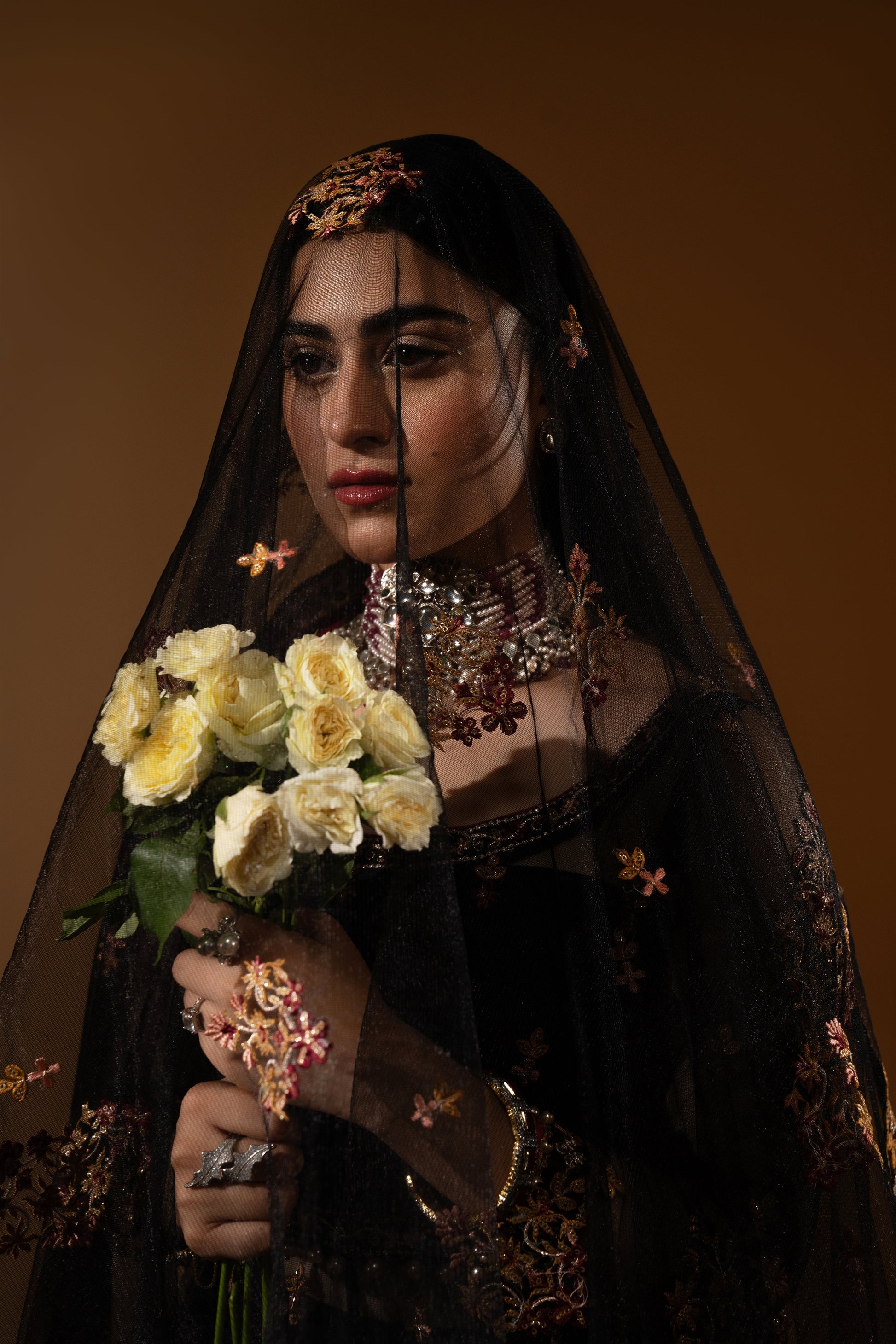 Hemstitch Wedding Formal Net 3Pc Suit WDU-02 Roshna - House Of Hania