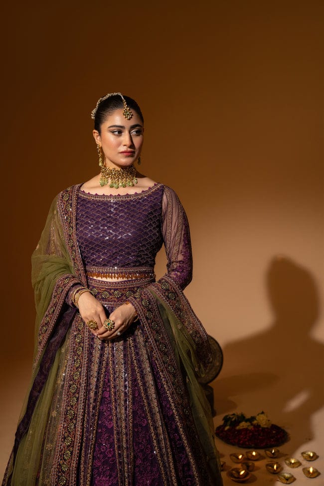 Hemstitch Wedding Formal Net 3Pc Suit WDU-05 Rani - House Of Hania