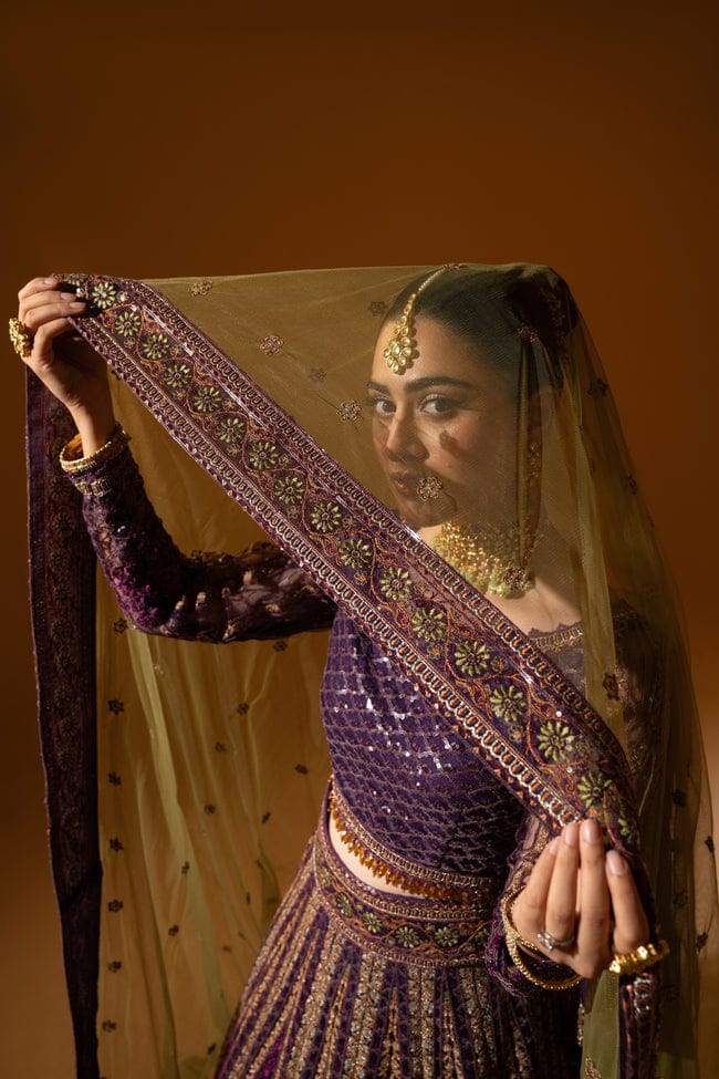 Hemstitch Wedding Formal Net 3Pc Suit WDU-05 Rani - House Of Hania