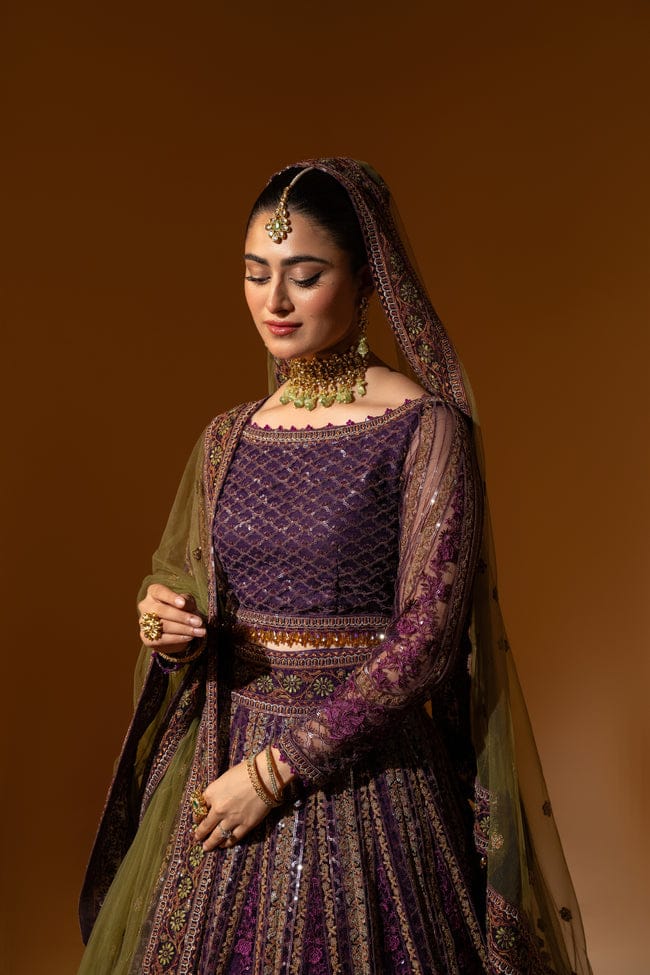 Hemstitch Wedding Formal Net 3Pc Suit WDU-05 Rani - House Of Hania