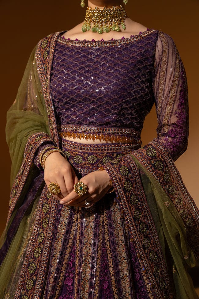 Hemstitch Wedding Formal Net 3Pc Suit WDU-05 Rani - House Of Hania