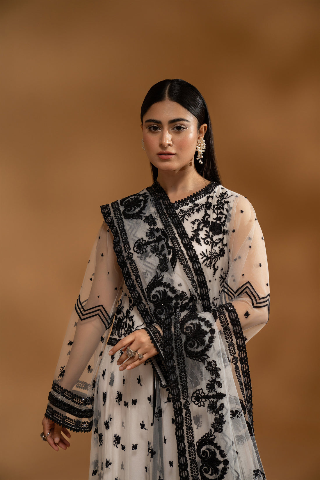Hemstitch Wedding Formal Net 3Pc Suit WDU-06 Raina - House Of Hania