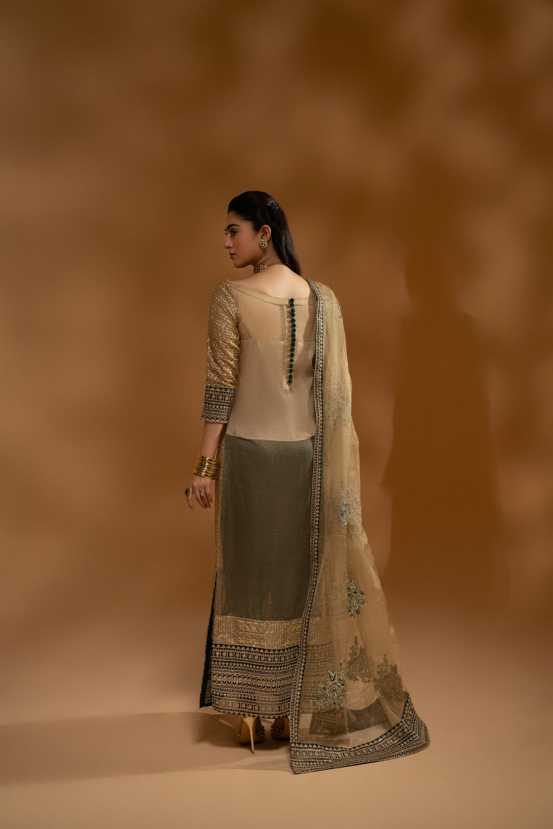 Hemstitch Wedding Formal Zari Net 3Pc Suit WDU-09 Dream - House Of Hania