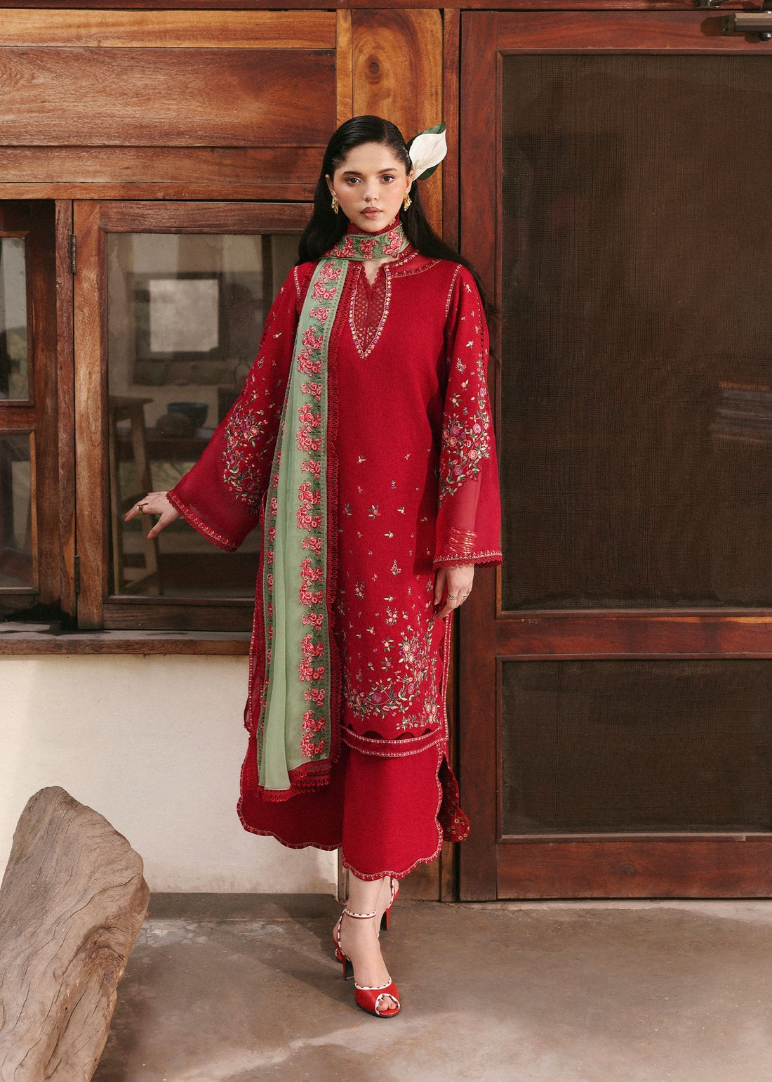 Hussain Rehar | Eid Pret SS 26 | Scarlet - House Of Hania