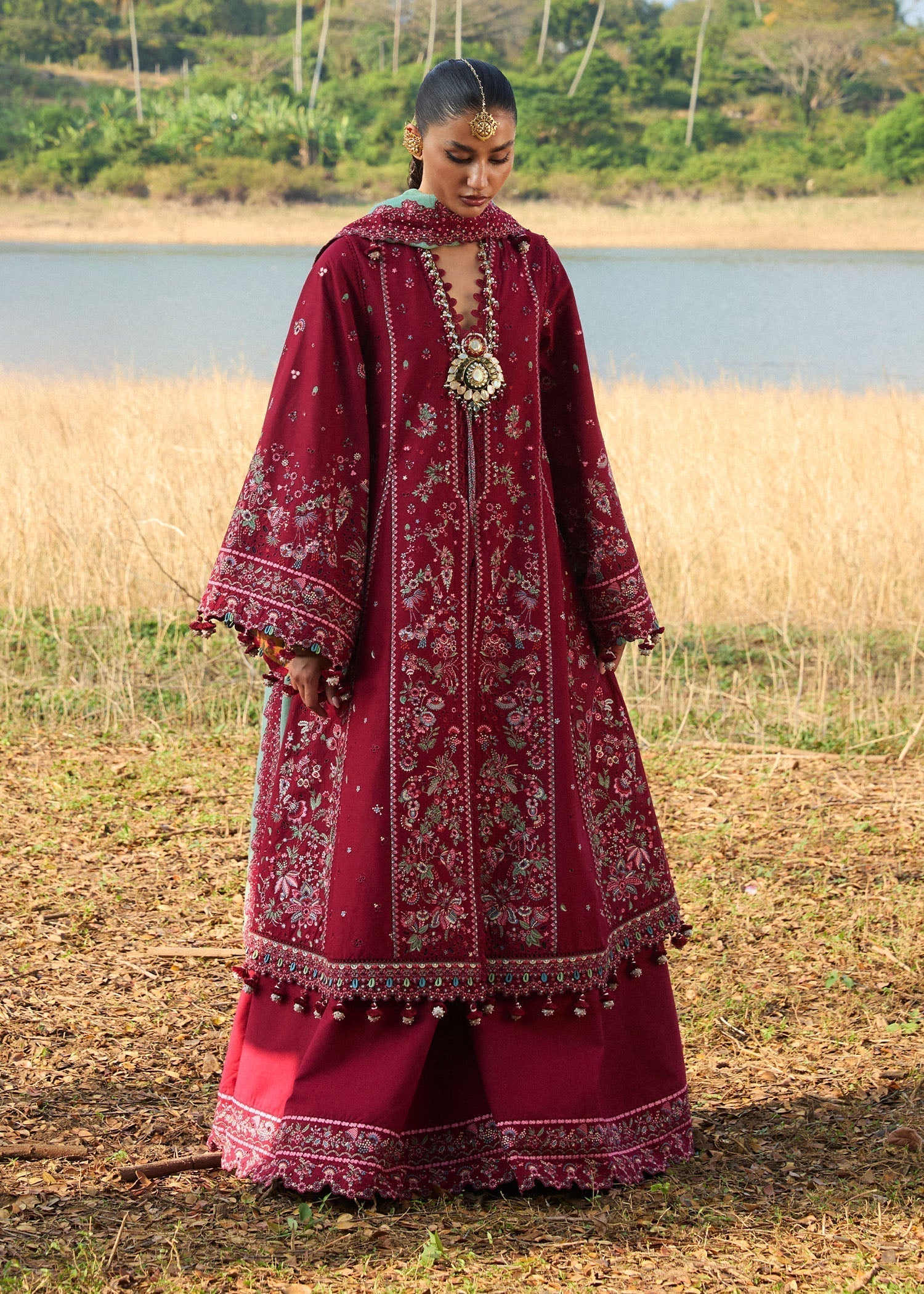 Hussain Rehar | Luxury Lawn 25 | Mahogany - House Of Hania