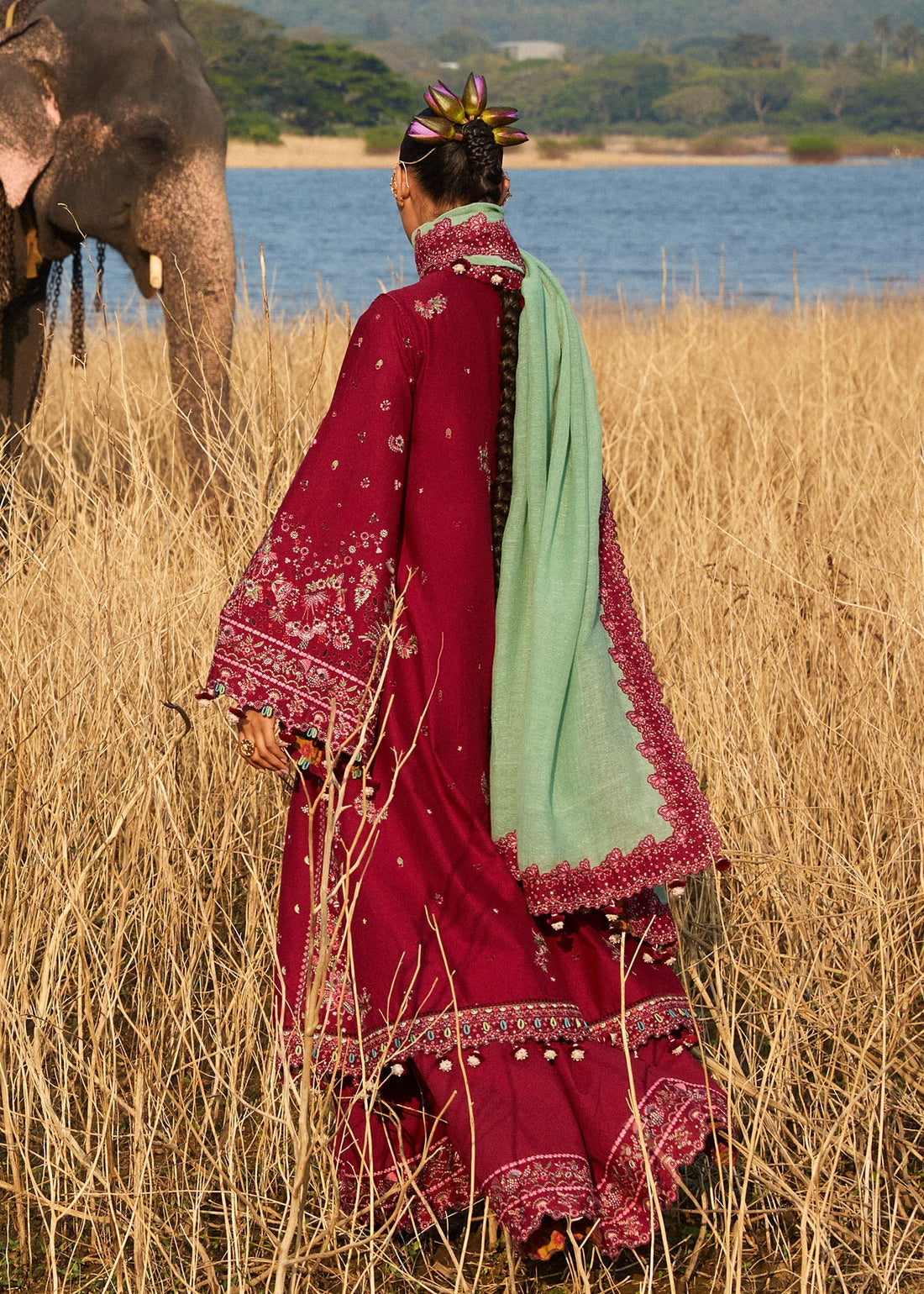 Hussain Rehar | Luxury Lawn 25 | Mahogany - House Of Hania