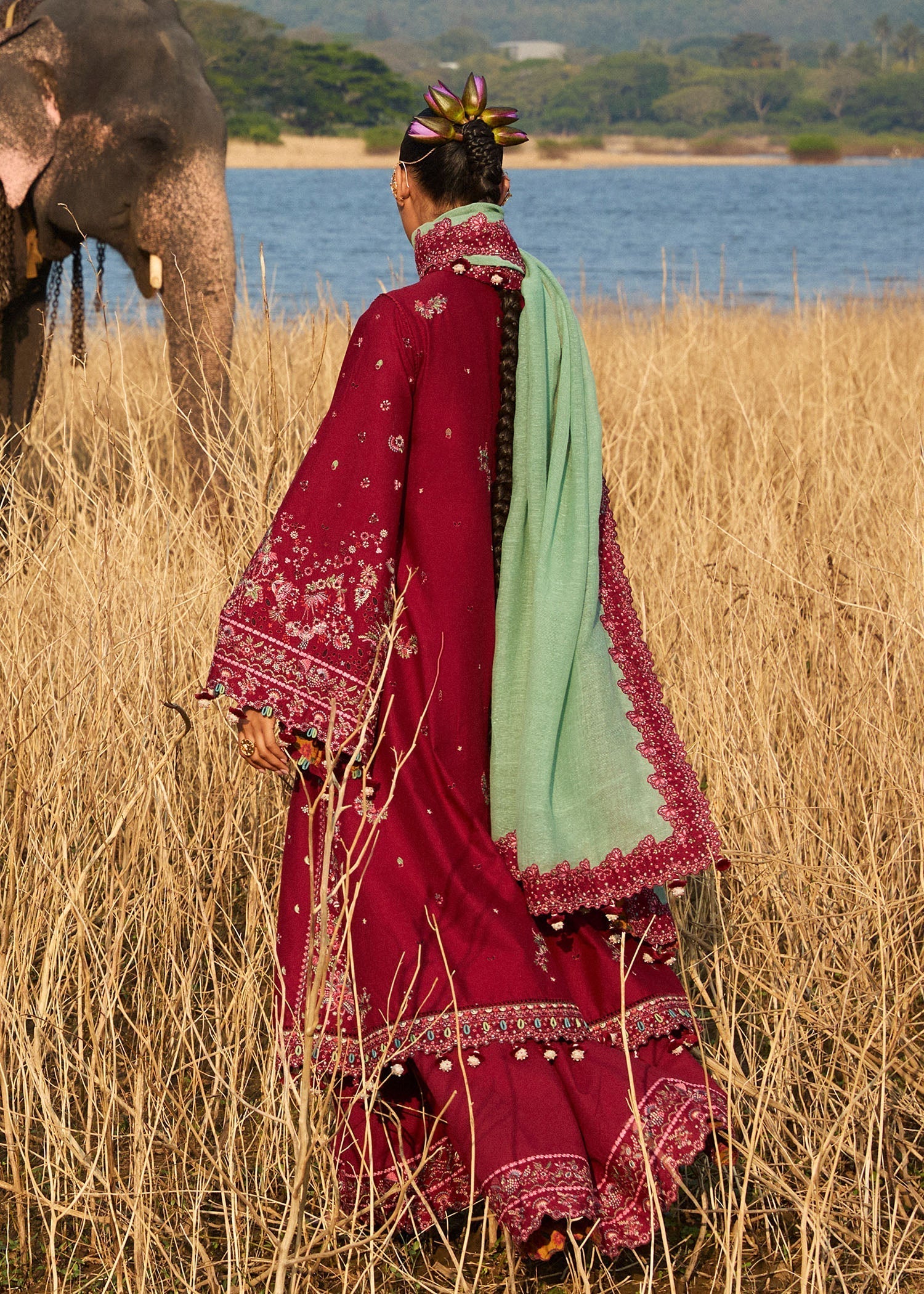 Hussain Rehar | Luxury Lawn 25 | Mahogany - House Of Hania