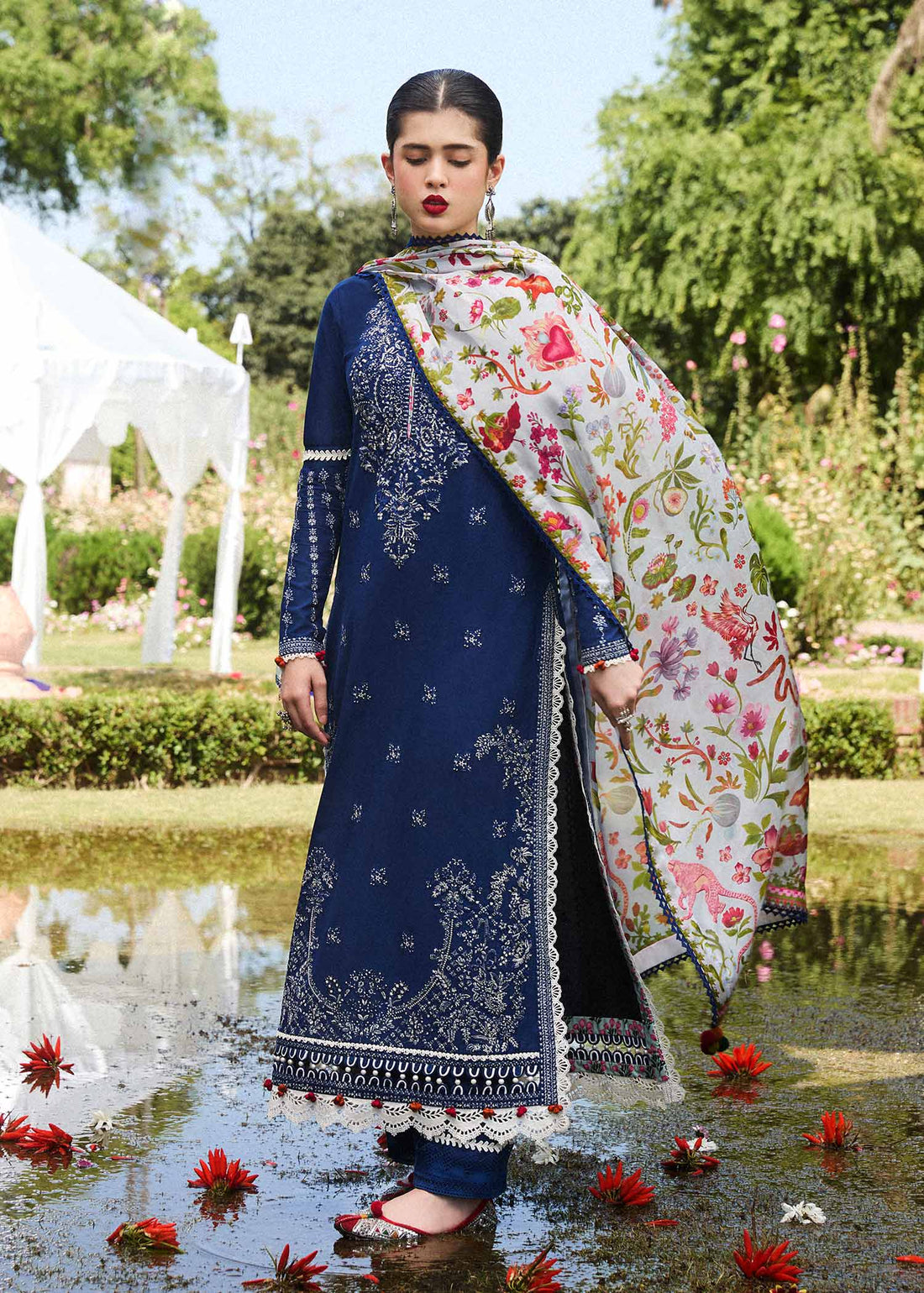 Hussain Rehar | SS Lawn 24 | Cyan - House Of Hania