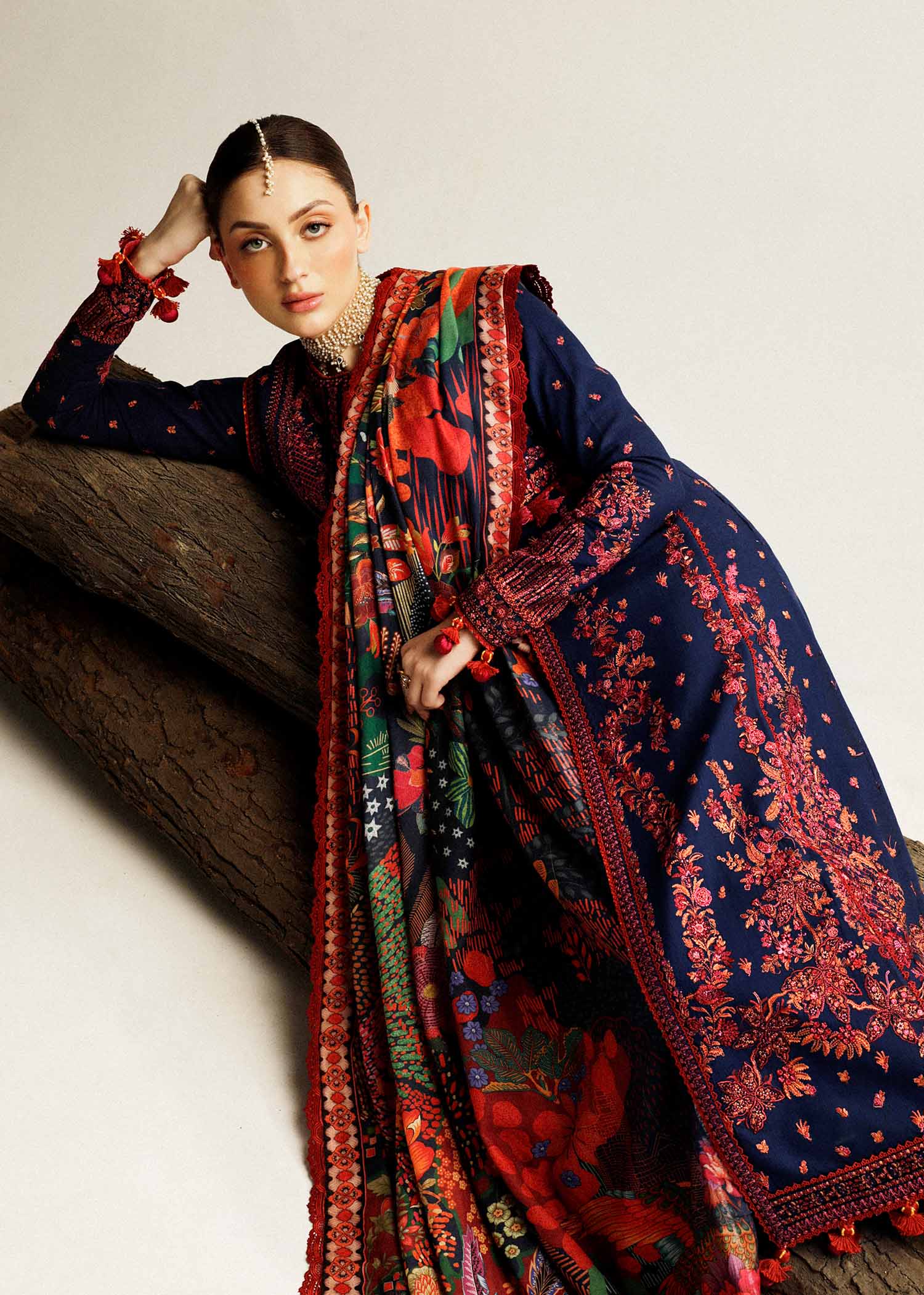 Hussain Rehar | Winter Shawl Khaddar 23 | Cerulean - House Of Hania