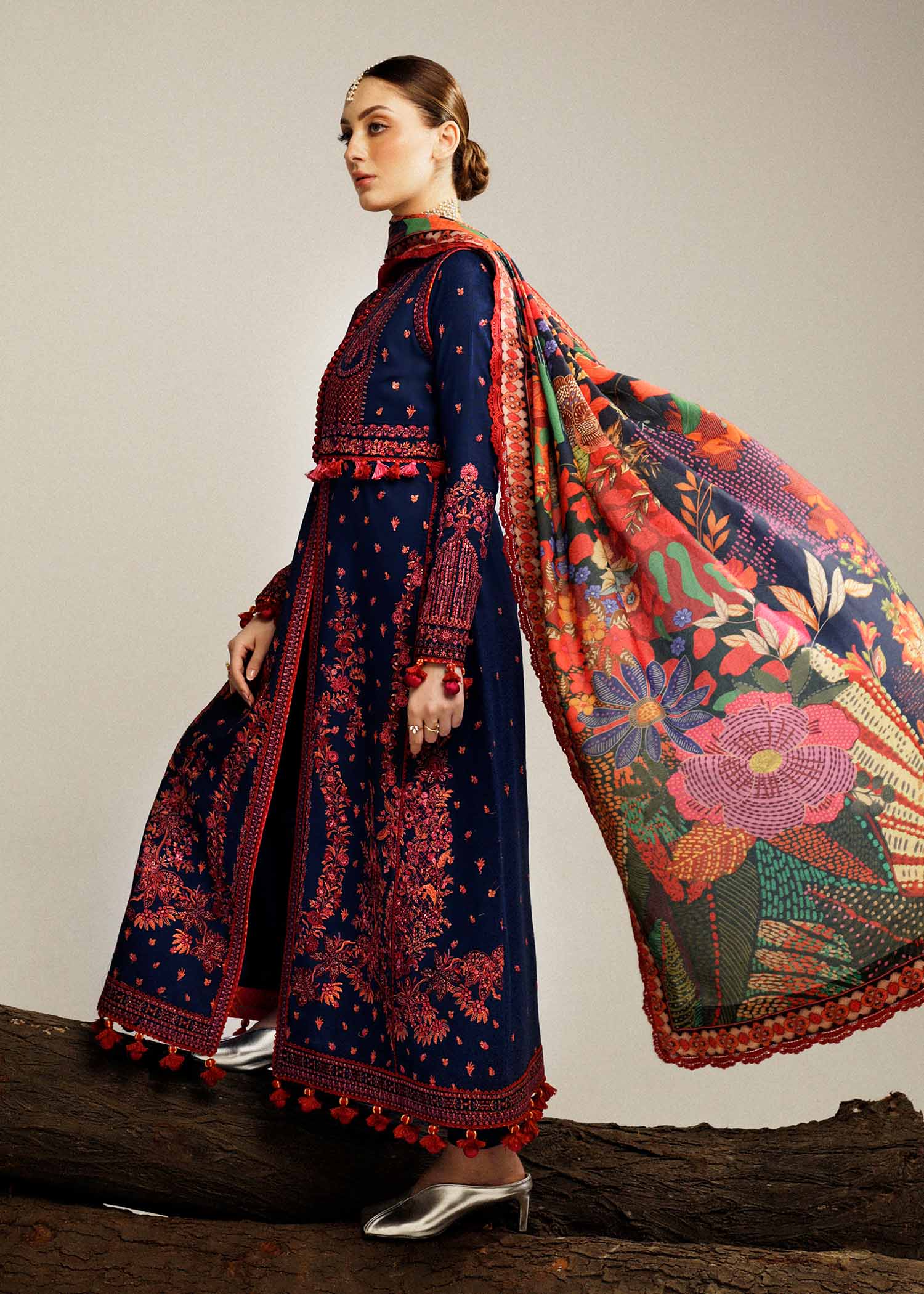 Hussain Rehar | Winter Shawl Khaddar 23 | Cerulean - House Of Hania