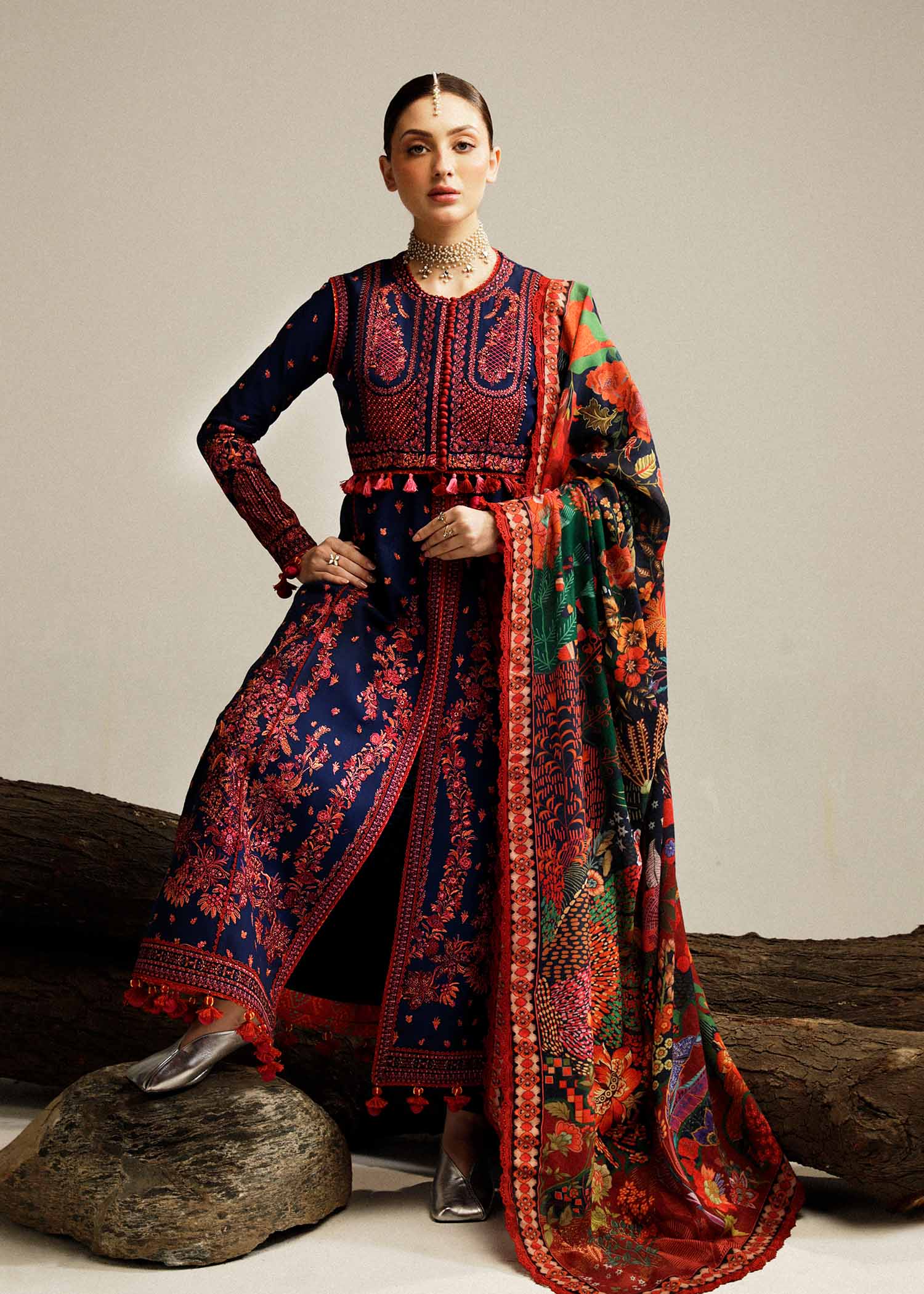 Hussain Rehar | Winter Shawl Khaddar 23 | Cerulean - House Of Hania