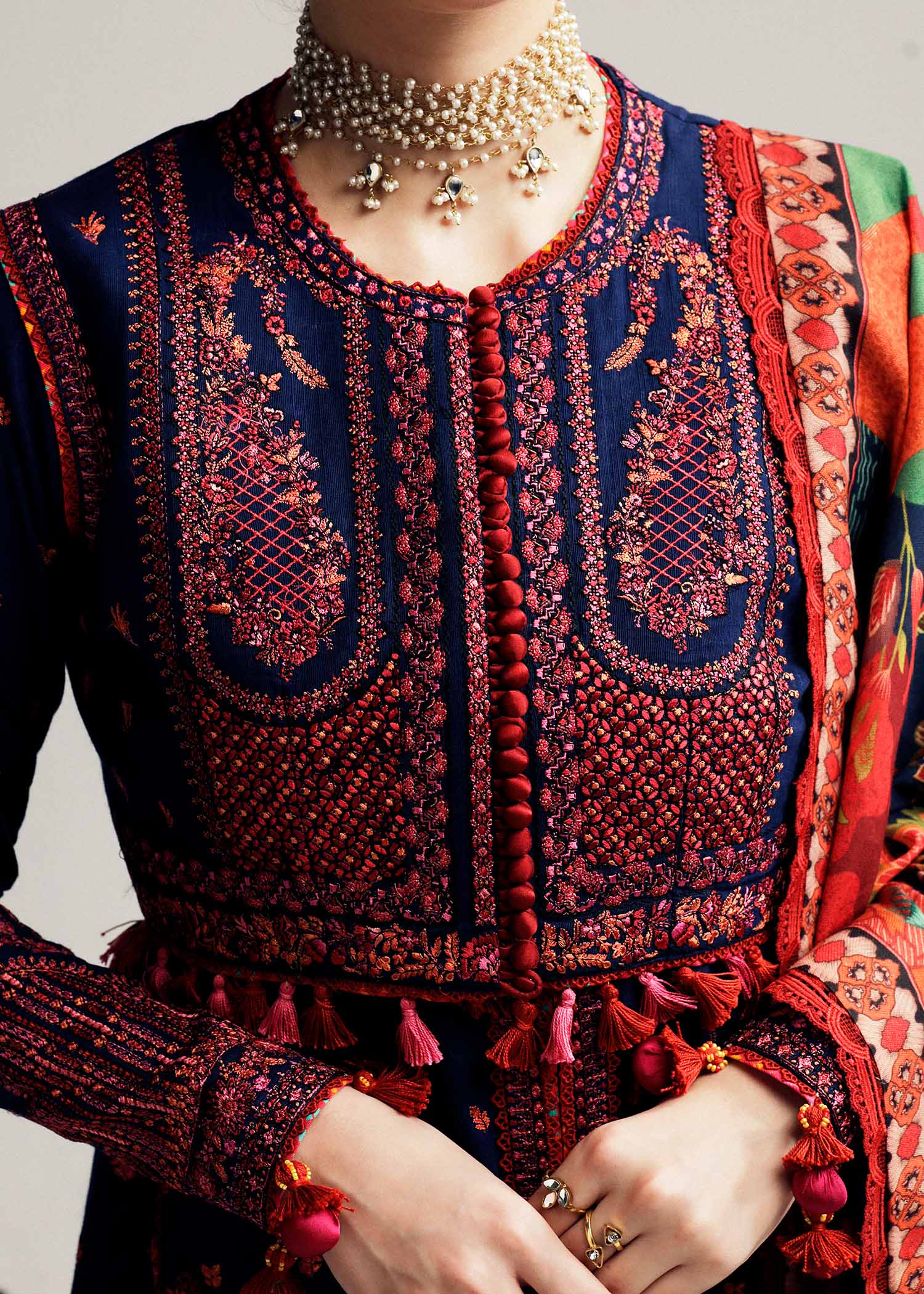 Hussain Rehar | Winter Shawl Khaddar 23 | Cerulean - House Of Hania