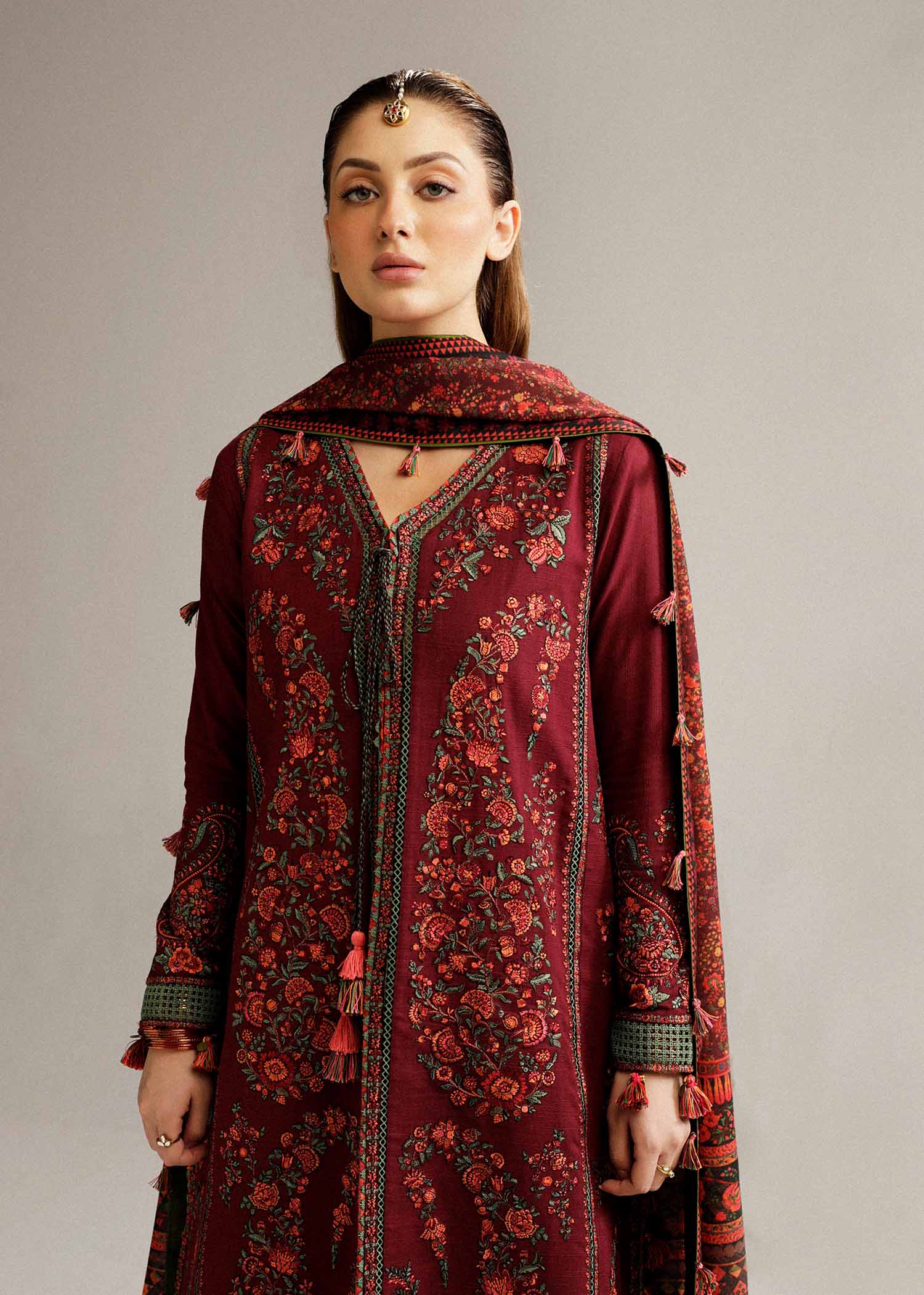 Hussain Rehar | Winter Shawl Khaddar 23 | Ruby - House Of Hania