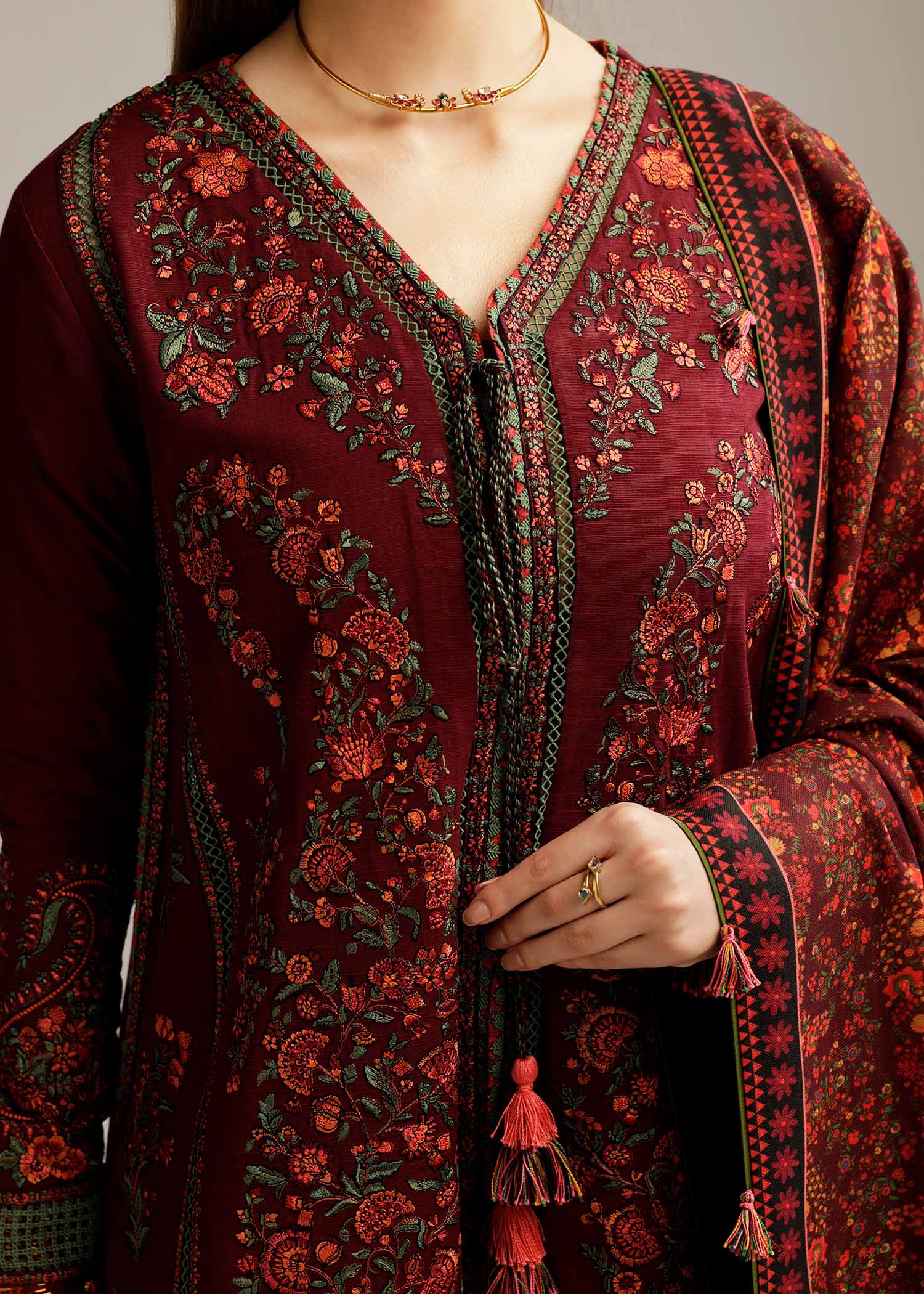 Hussain Rehar | Winter Shawl Khaddar 23 | Ruby - House Of Hania