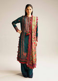 Hussain Rehar | Winter Shawl Khaddar 23 | Teal - House Of Hania