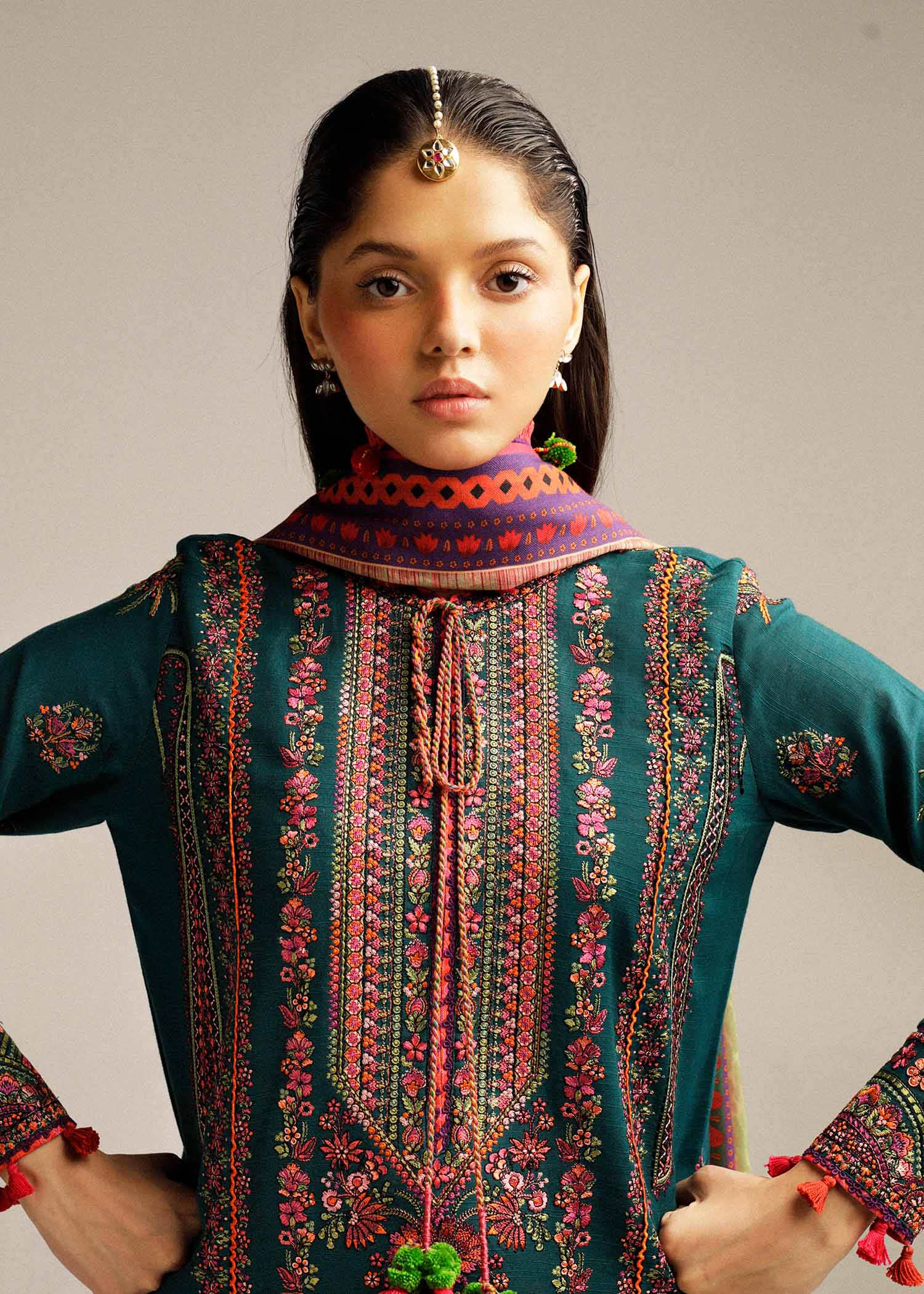 Hussain Rehar | Winter Shawl Khaddar 23 | Teal - House Of Hania