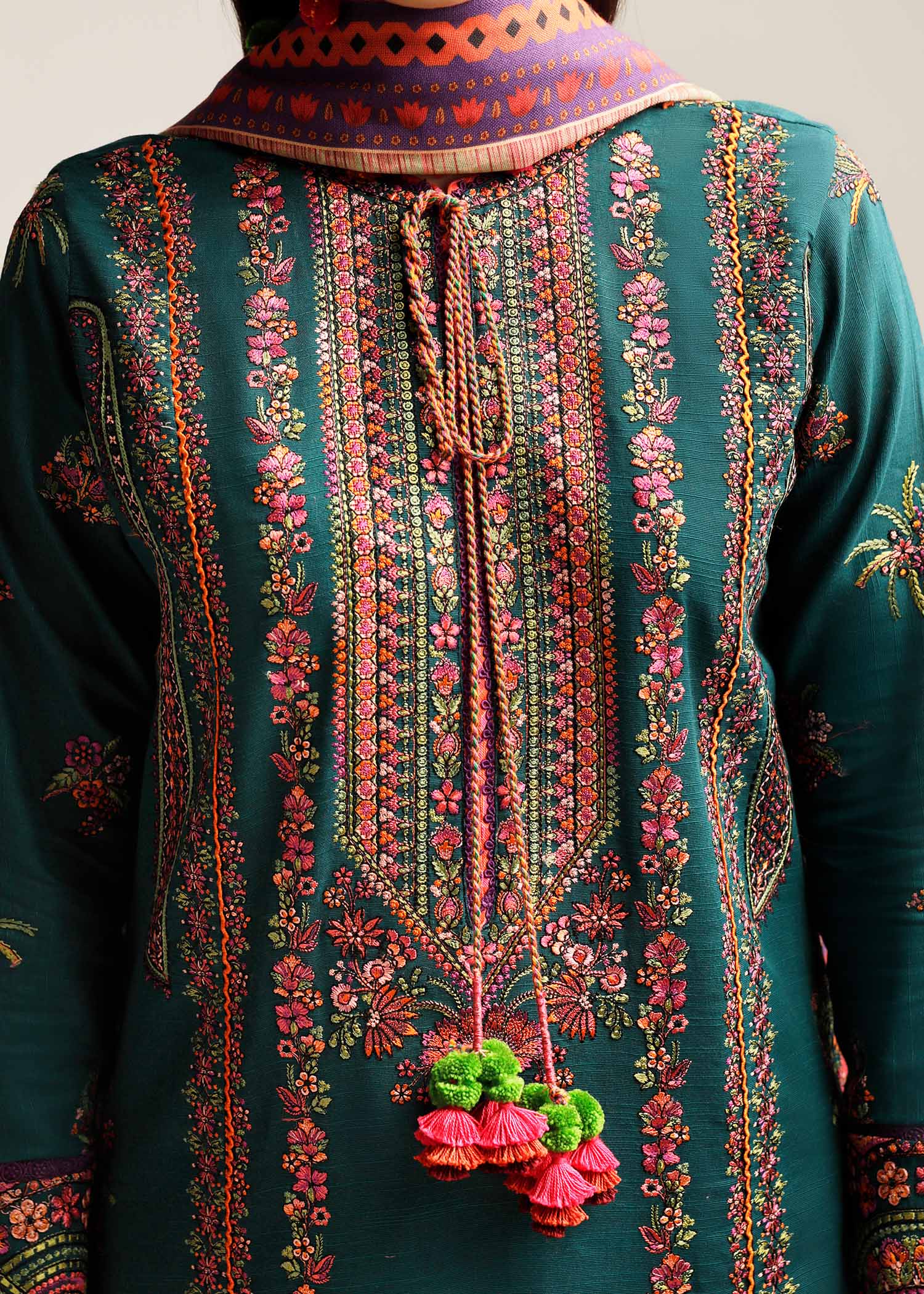 Hussain Rehar | Winter Shawl Khaddar 23 | Teal - House Of Hania