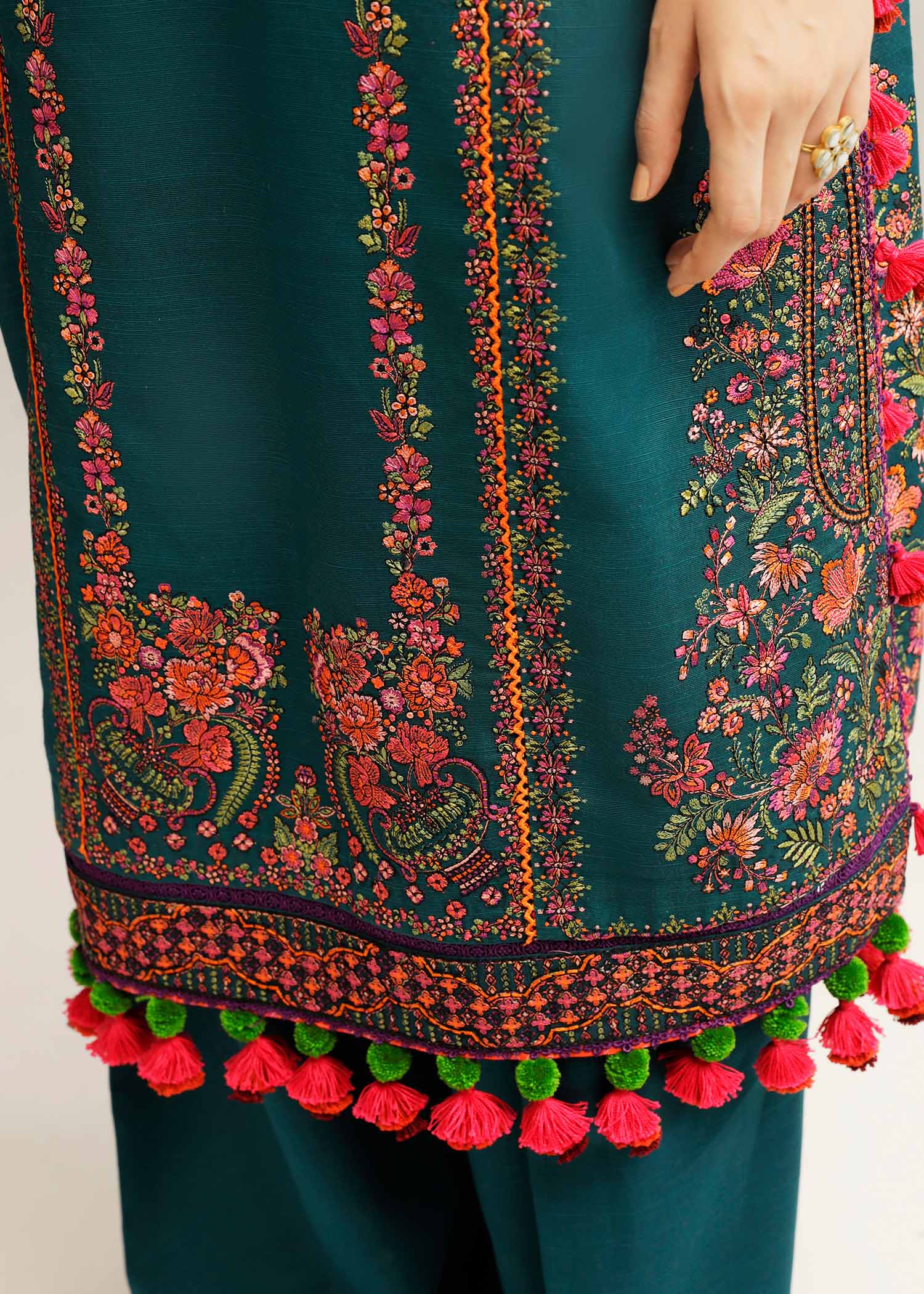 Hussain Rehar | Winter Shawl Khaddar 23 | Teal - House Of Hania