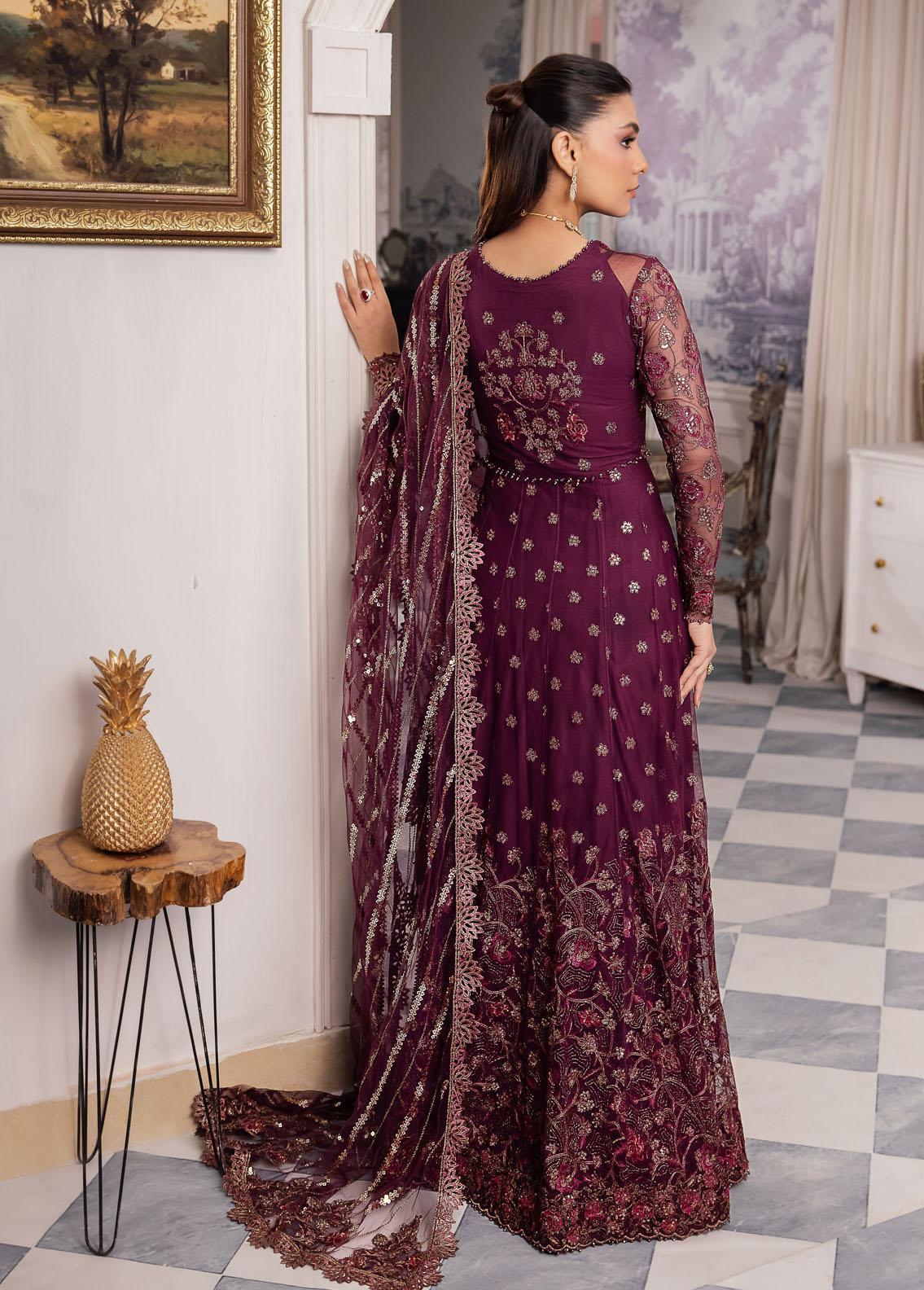 IZNIK Chinon Embroidered Net 3Pc Suit CC-37 Aida - House Of Hania