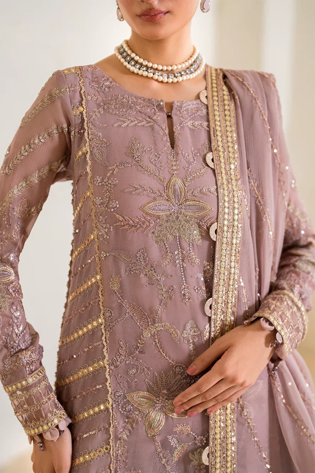 IZNIK Chinon Vol-02 Embroidered Chiffon 3Pc Suit CC-48 - House Of Hania