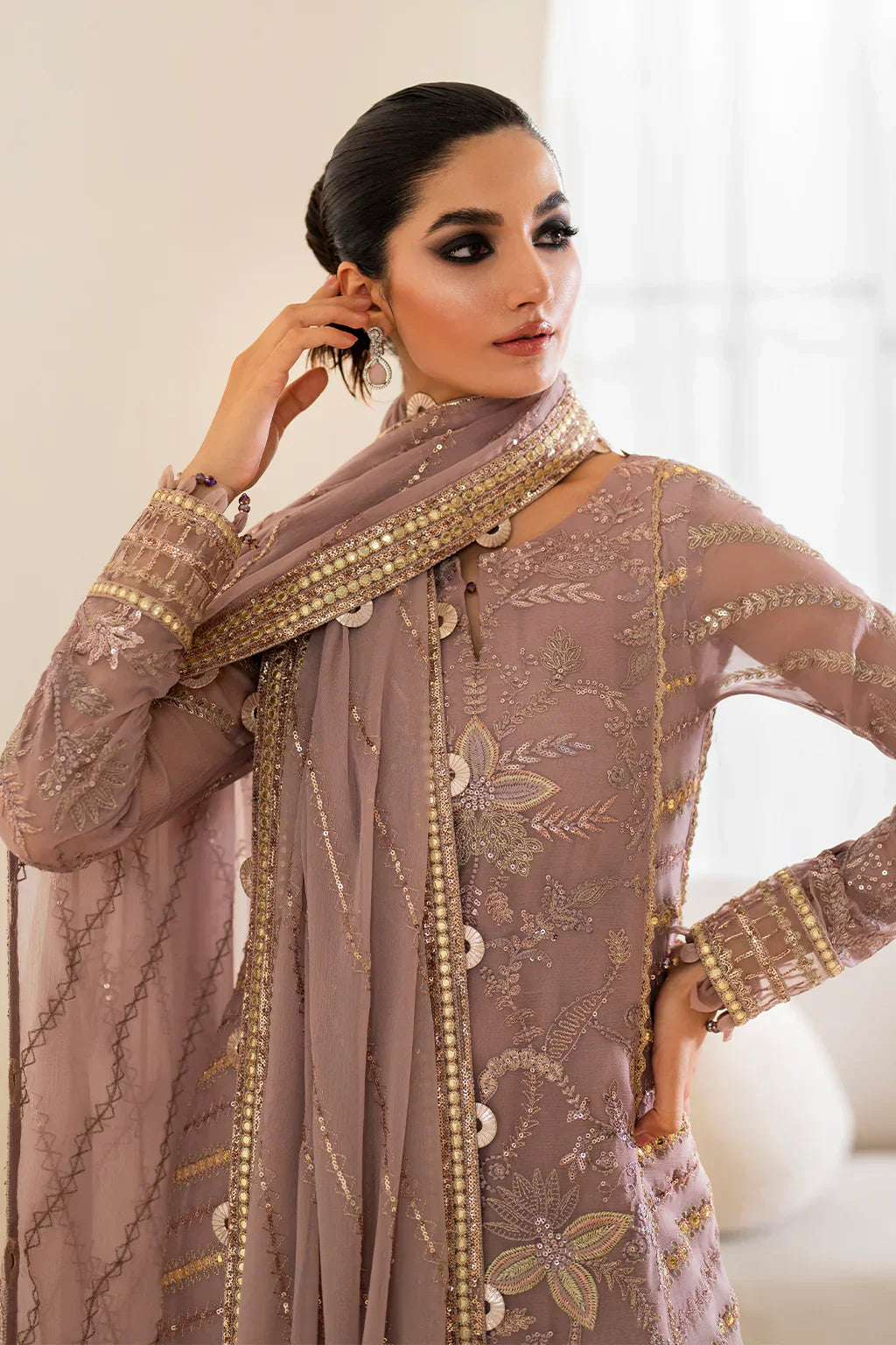 IZNIK Chinon Vol-02 Embroidered Chiffon 3Pc Suit CC-48 - House Of Hania