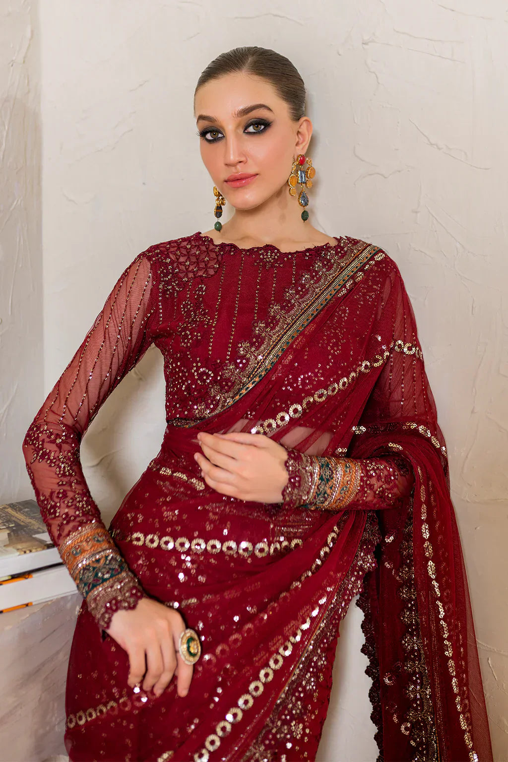 IZNIK Chinon Vol-02 Embroidered Net 3Pc Suit CC-49 - House Of Hania